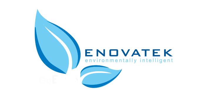 Logo of Enovatek with a blue leaf design and the text 'enviromally intelligent' and 'Go Enovatek'.