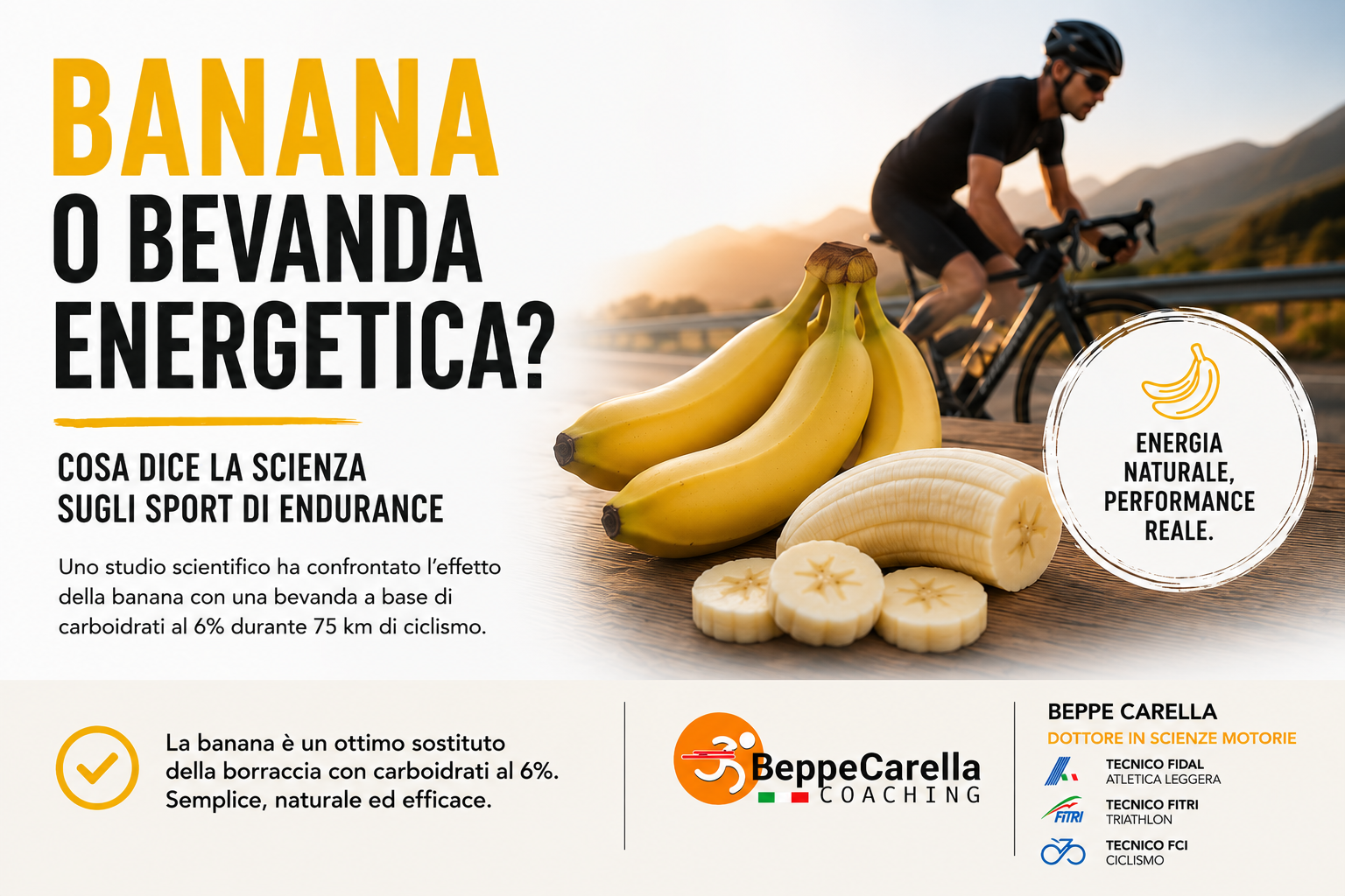 Banana o bevanda energetica? Cosa dice la scienza sugli sport di endurance