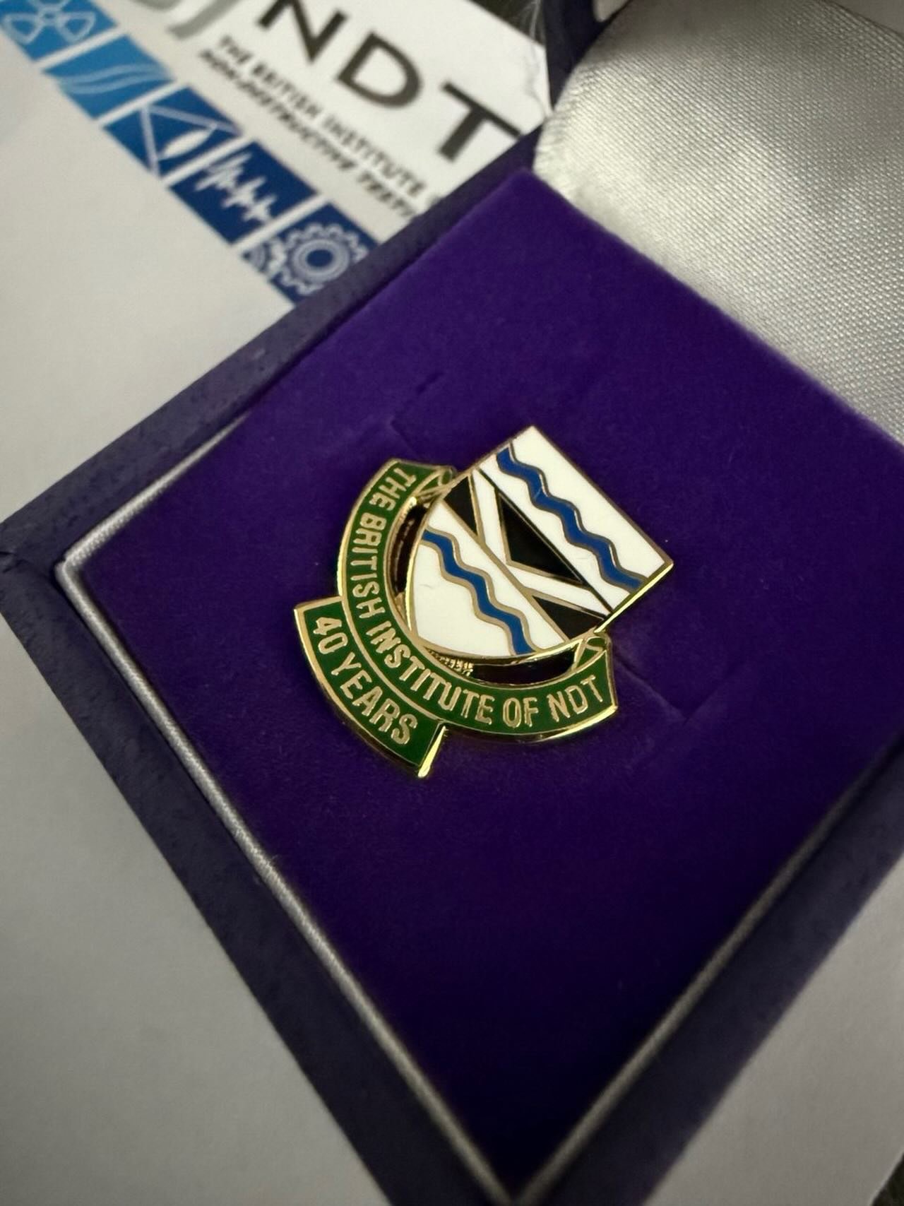 We are recognising a significant milestone this week as Craig Donnelly has reached 40 years of membership with The British Institute of Non-Destructive Testing (BINDT). 🏅 

To mark the occasion, Craig was presented with a commemorative pin in recogn