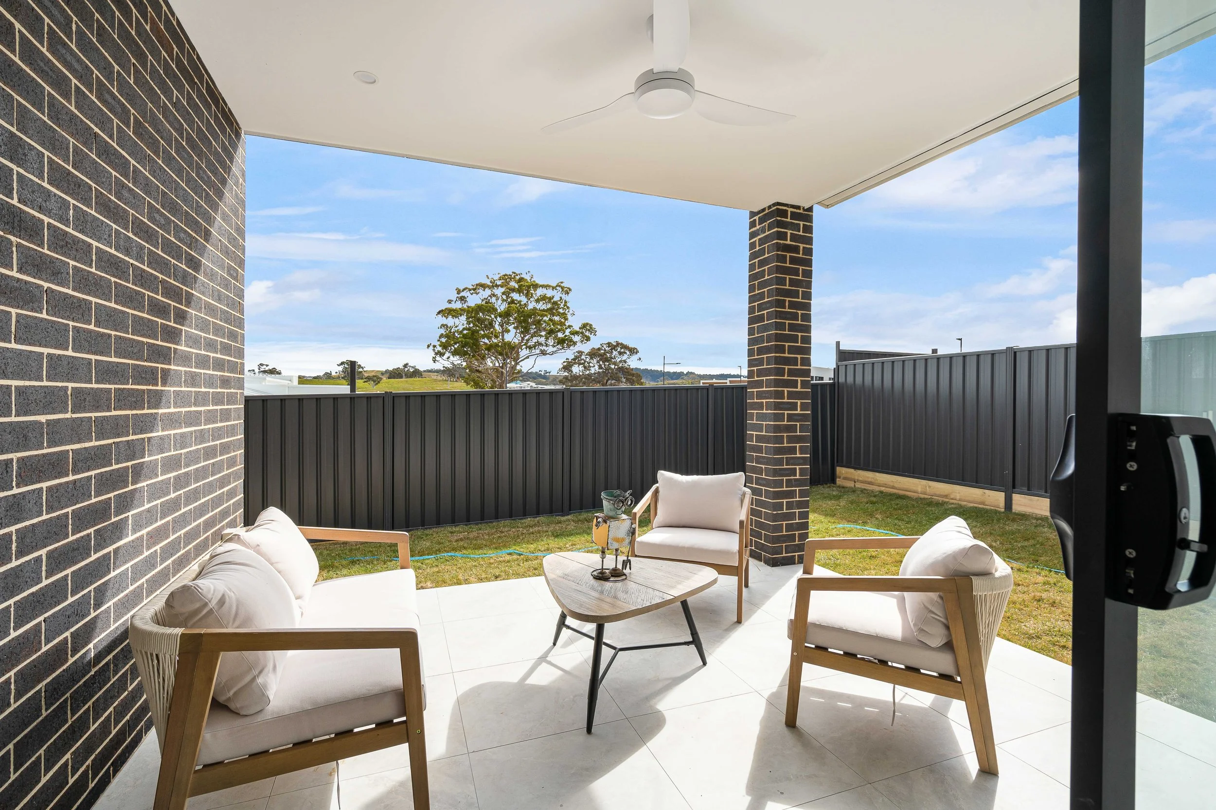 Beautiful outdoor sitting area design in the sitting area, construction in Canberra, Jacka 17, New Home Build