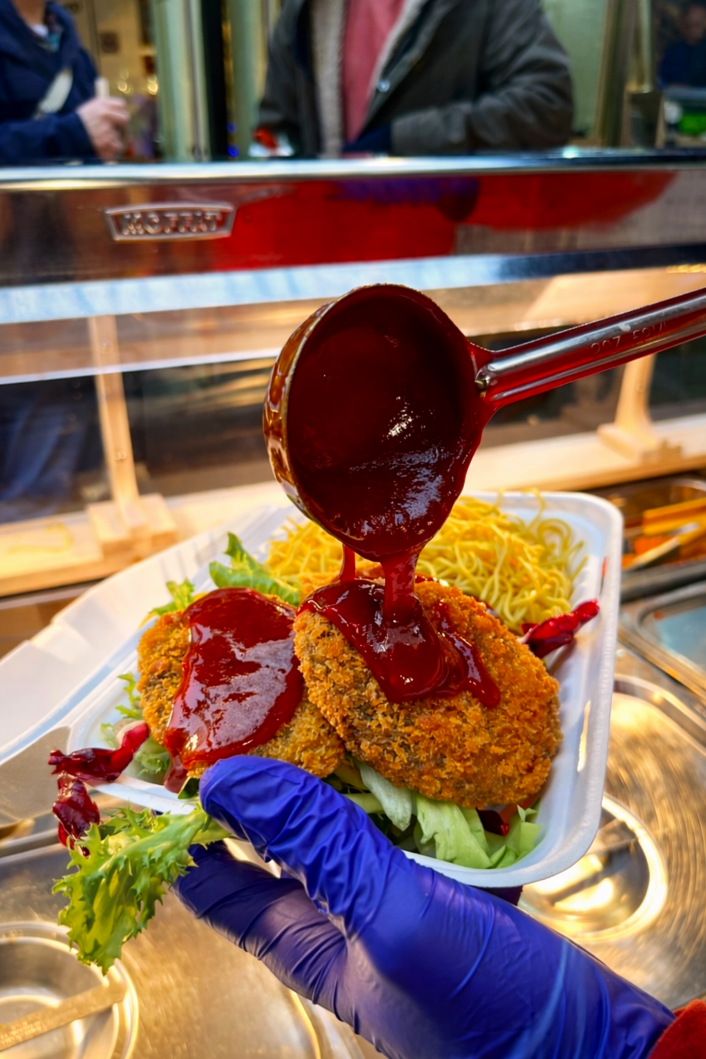 Golden, crunchy pumpkin croquettes paired with fresh noodles and crisp greens, topped with our signature sweet and savory sauce for a proper street-food hit.