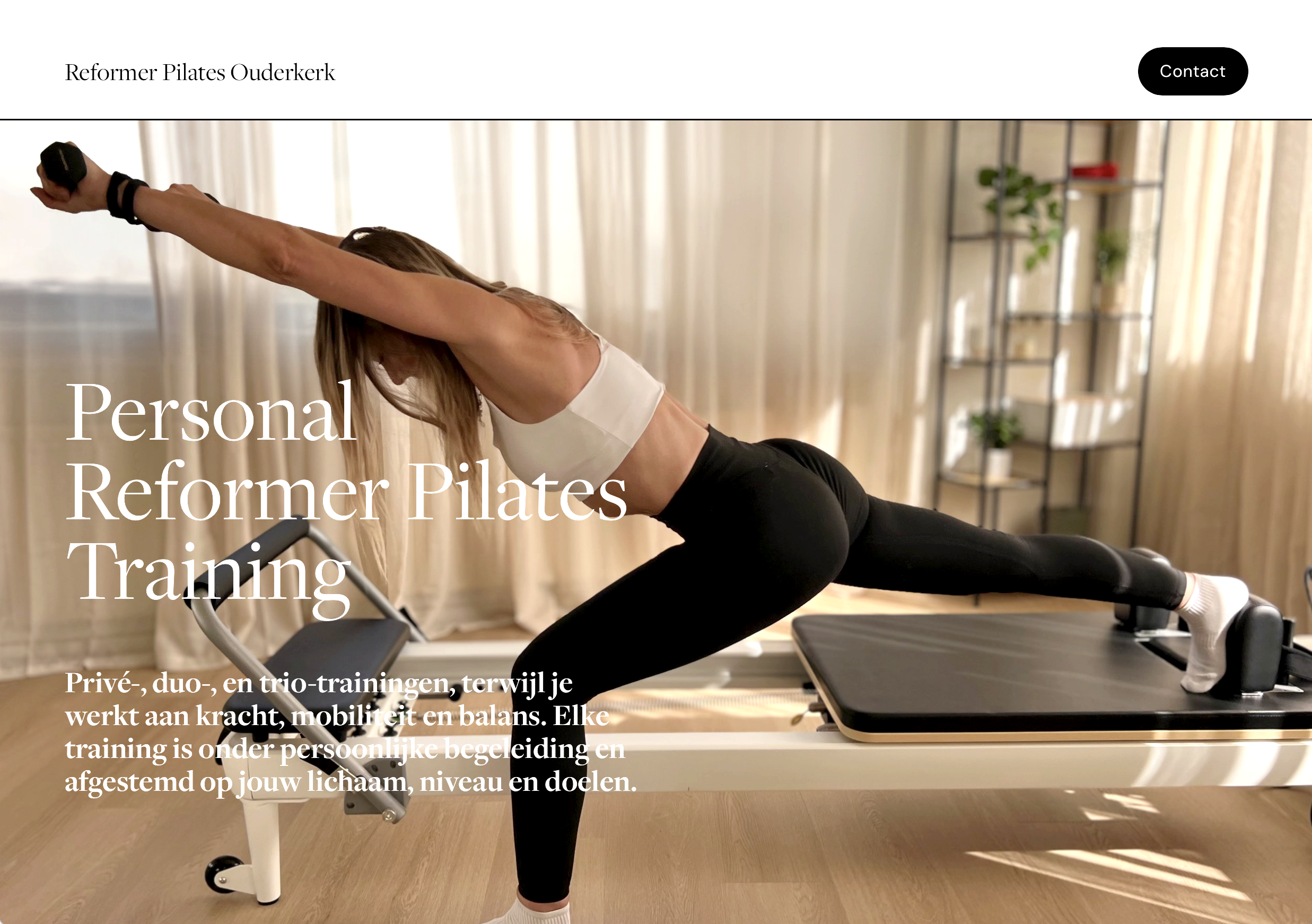 Website van Reformer Pilates Ouderkerk – een toegankelijke en rustige website met focus op gebruiksgemak