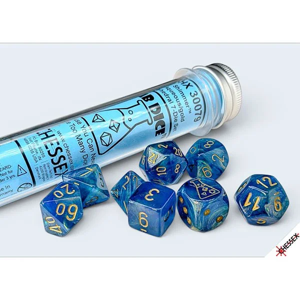 Chessex Lab Dice Shimmer Aqueous/Gold