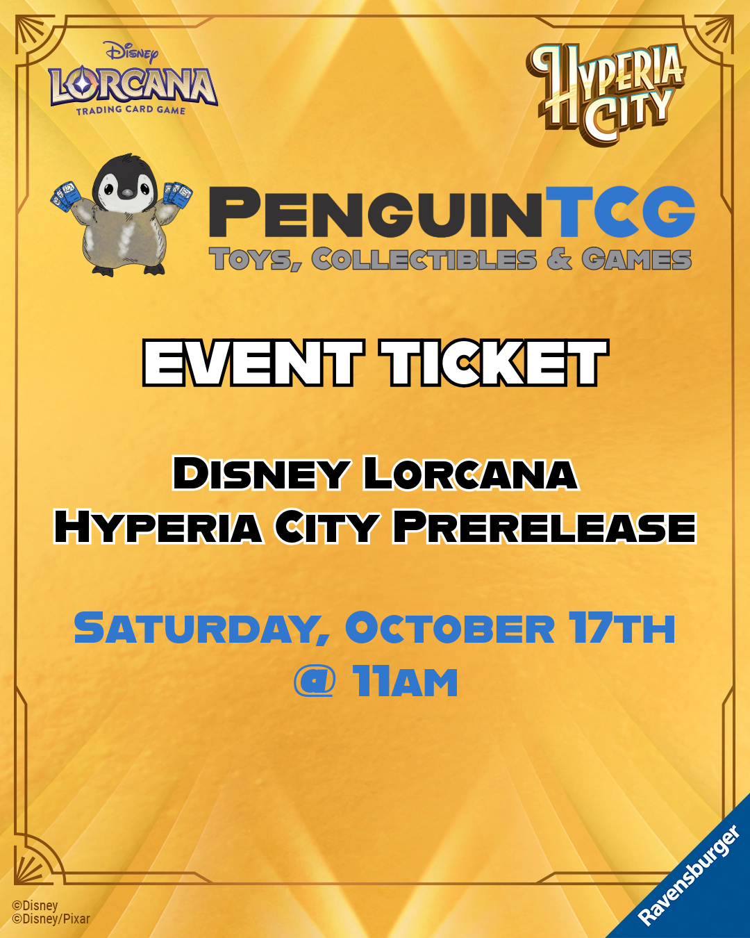 [EVENT TICKET OCT 17th] Disney Lorcana - Hyperia City Prerelease @ PenguinTCG