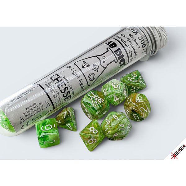 Chessex Lab Dice Marble Sour Green/White