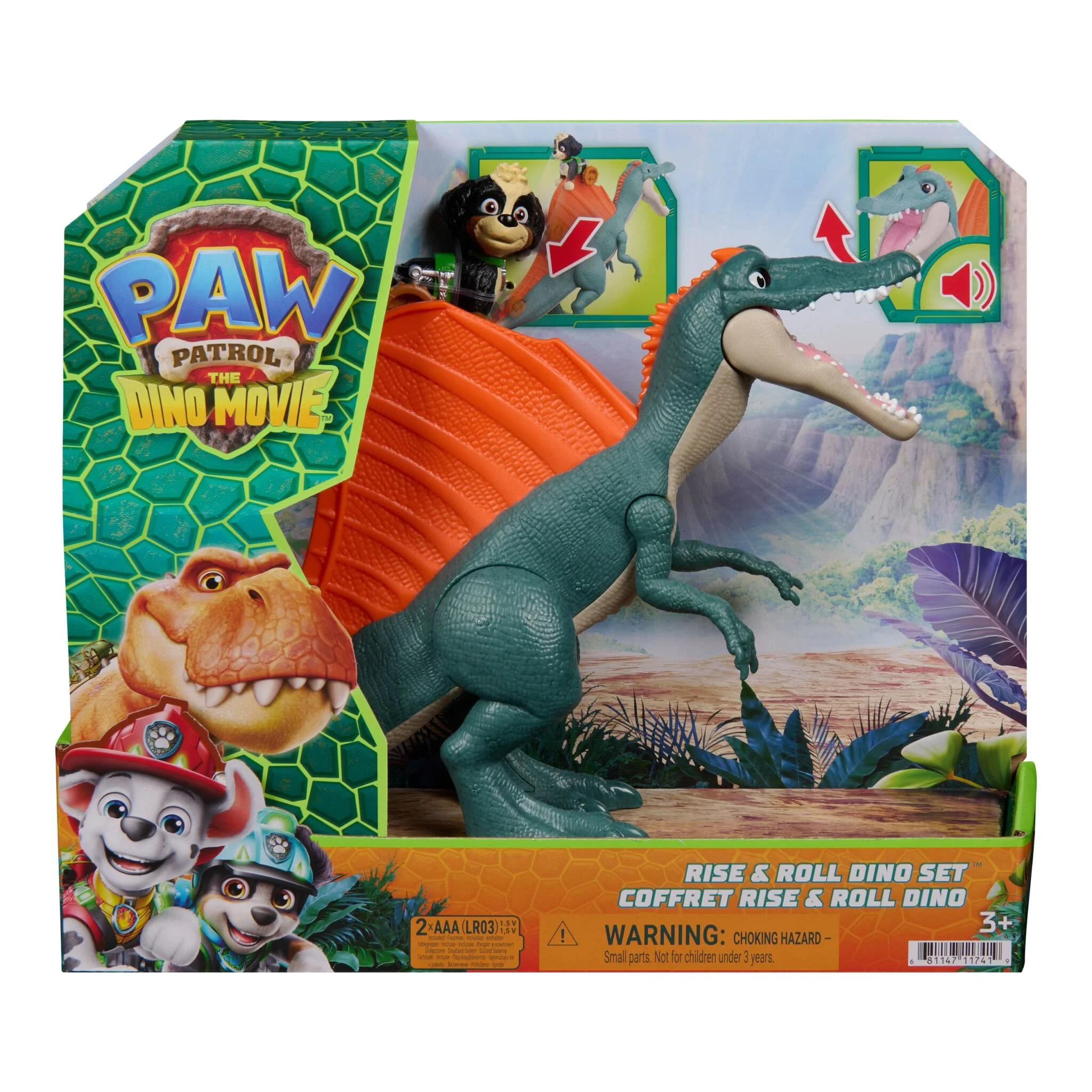 Paw Patrol The Dino Movie Rise and Roll Dino Set