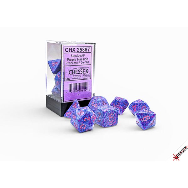 Chessex Speckled Polyhedral 7 Dice Set - Purple Passion