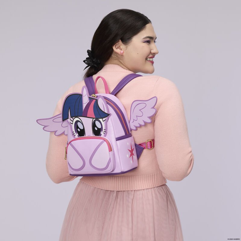 Loungefly My Litte Pony Twilight Sparkle Cosplay Glitter Mini Backpack Model.jpg
