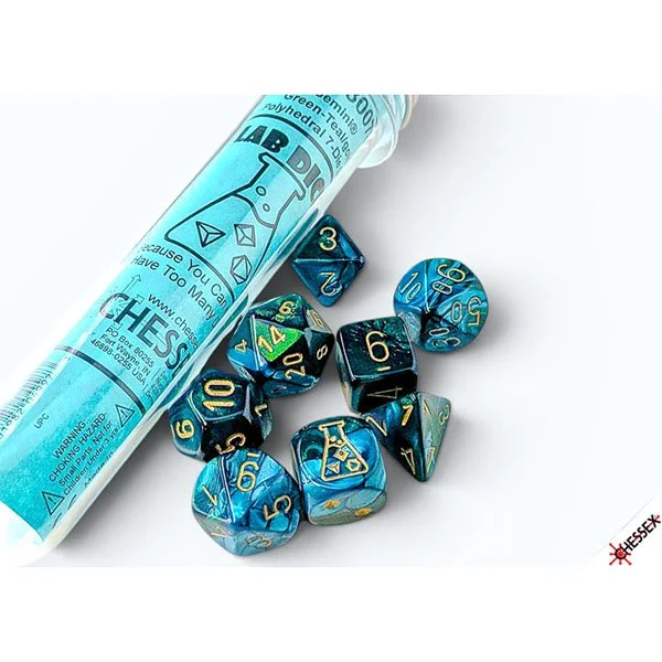 Chessex Lab Dice Gemini Green-Teal/Gold