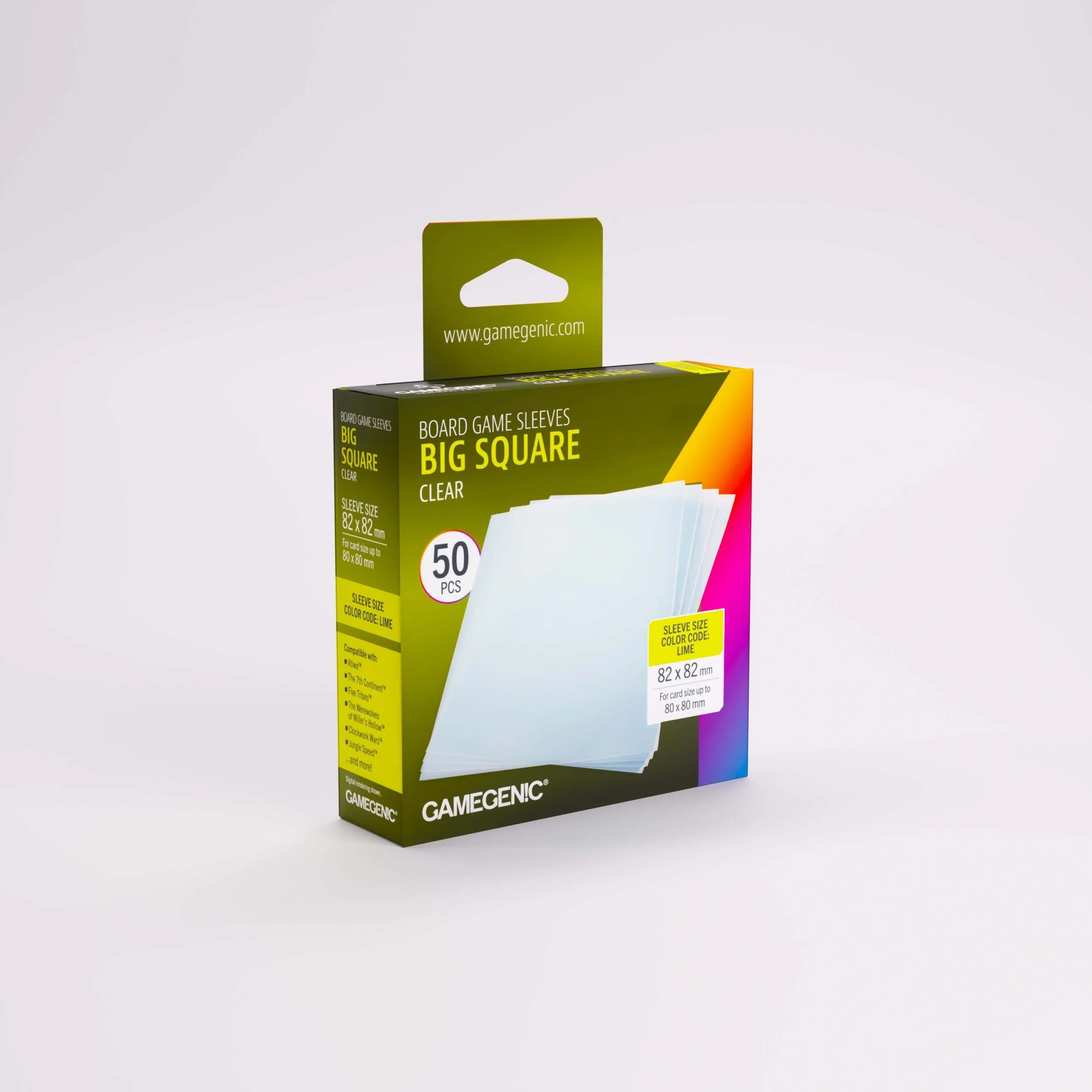 Gamegenic Board Game Sleeves - Big Square - Clear (50)