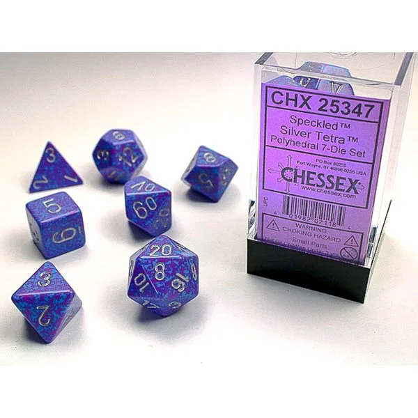 Chessex Speckled Polyhedral 7 Dice Set - Silver Tetra