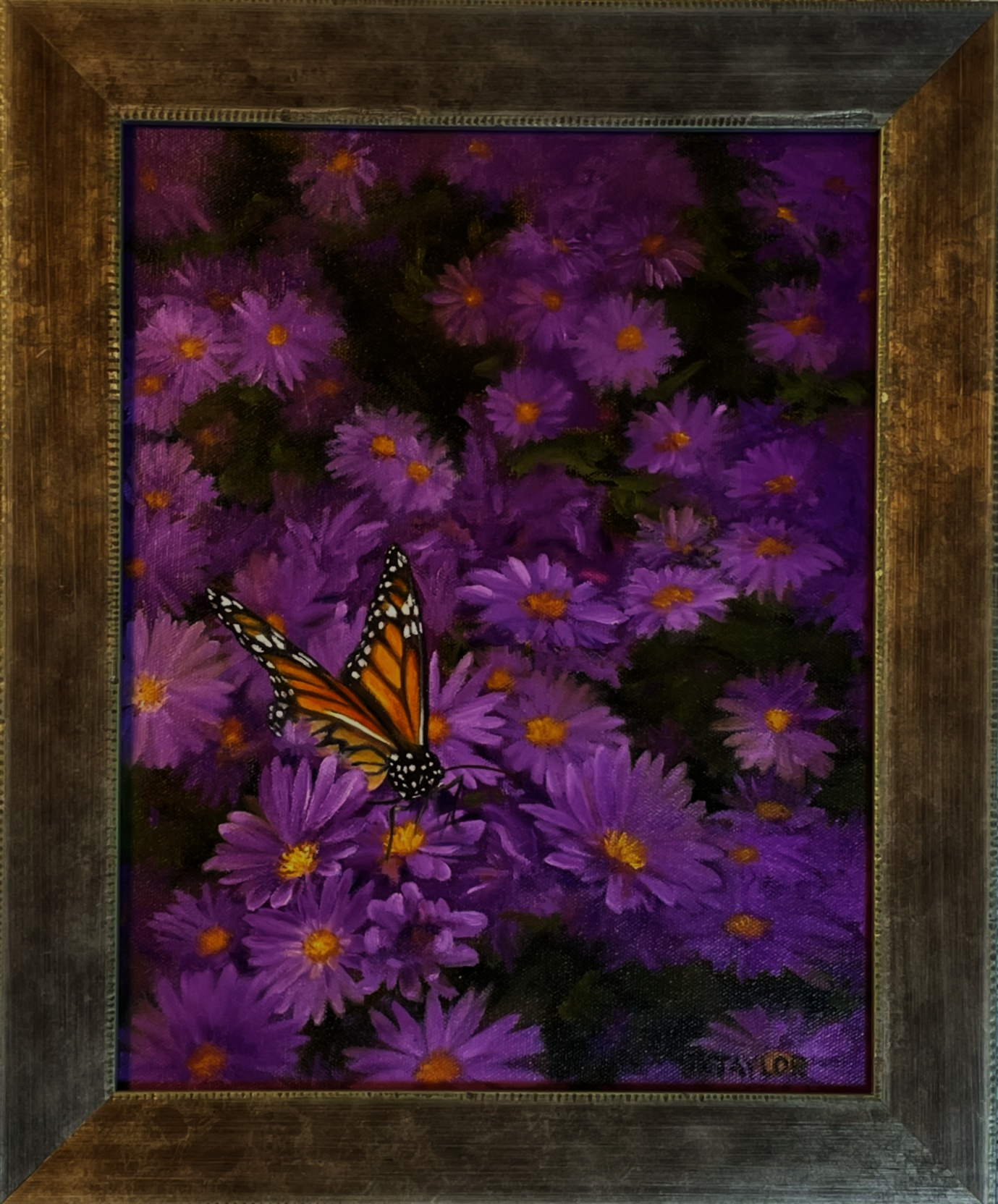 Monarch in Asters | oil on canvas | 14 x 17 | $250