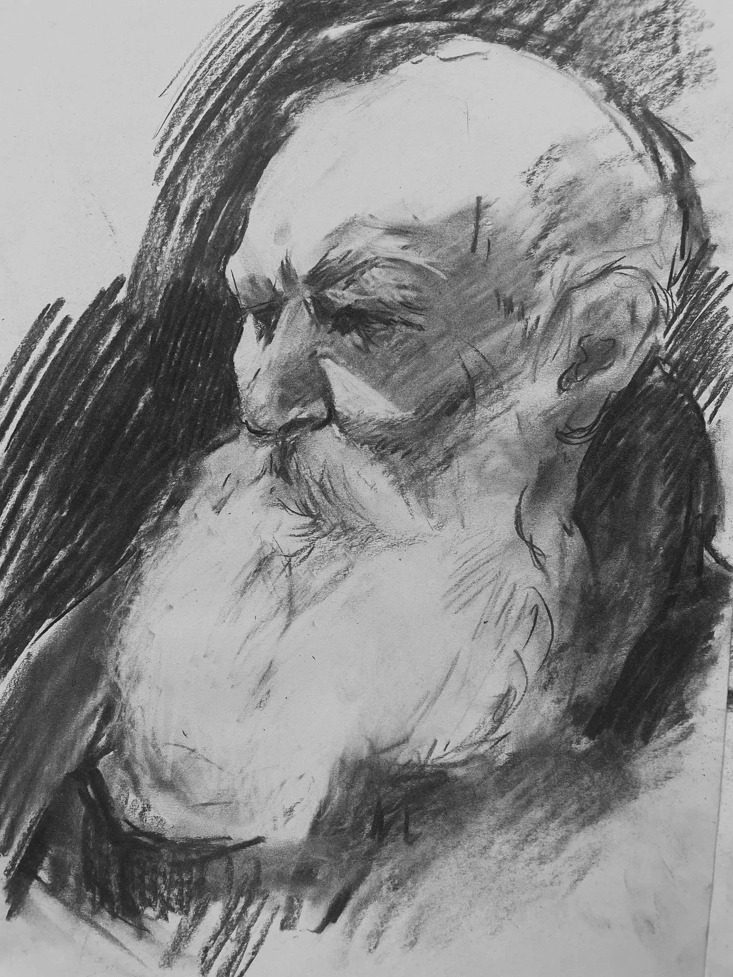 Sketch of Kenn [7min pose], charcoal on paper, 2026