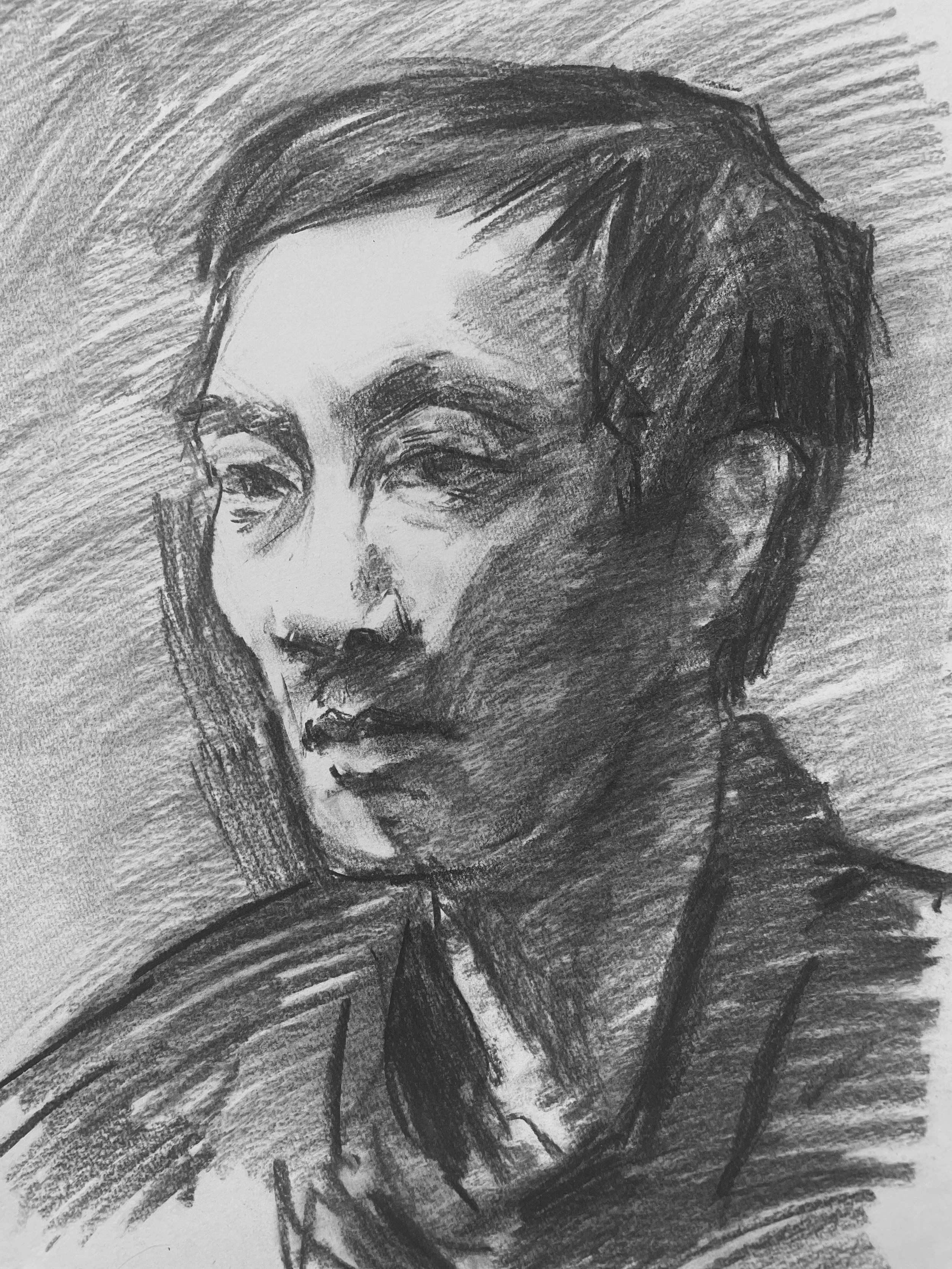 Sketch of Andrew [15min pose], charcoal on paper, 2026