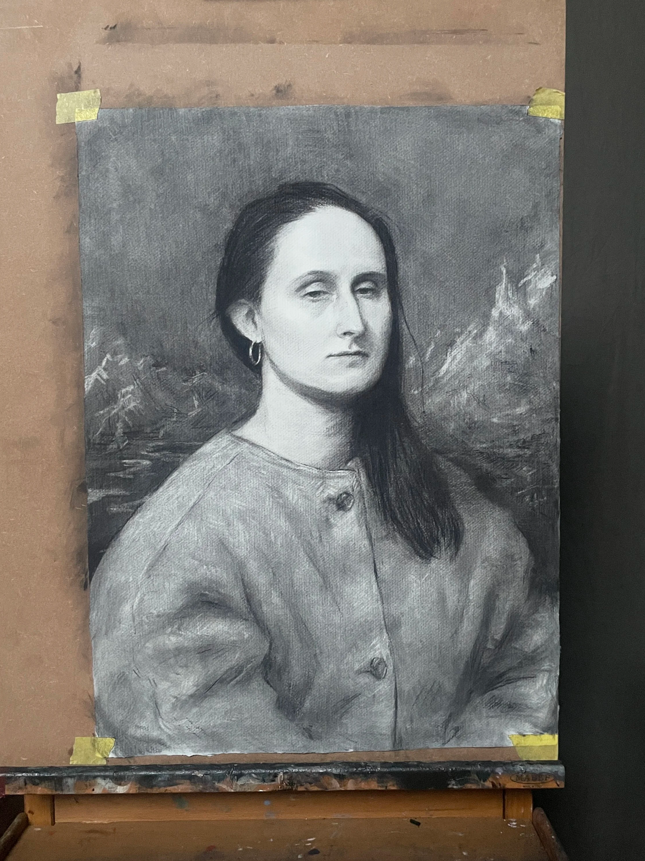 Sarah, charcoal on paper, 2026