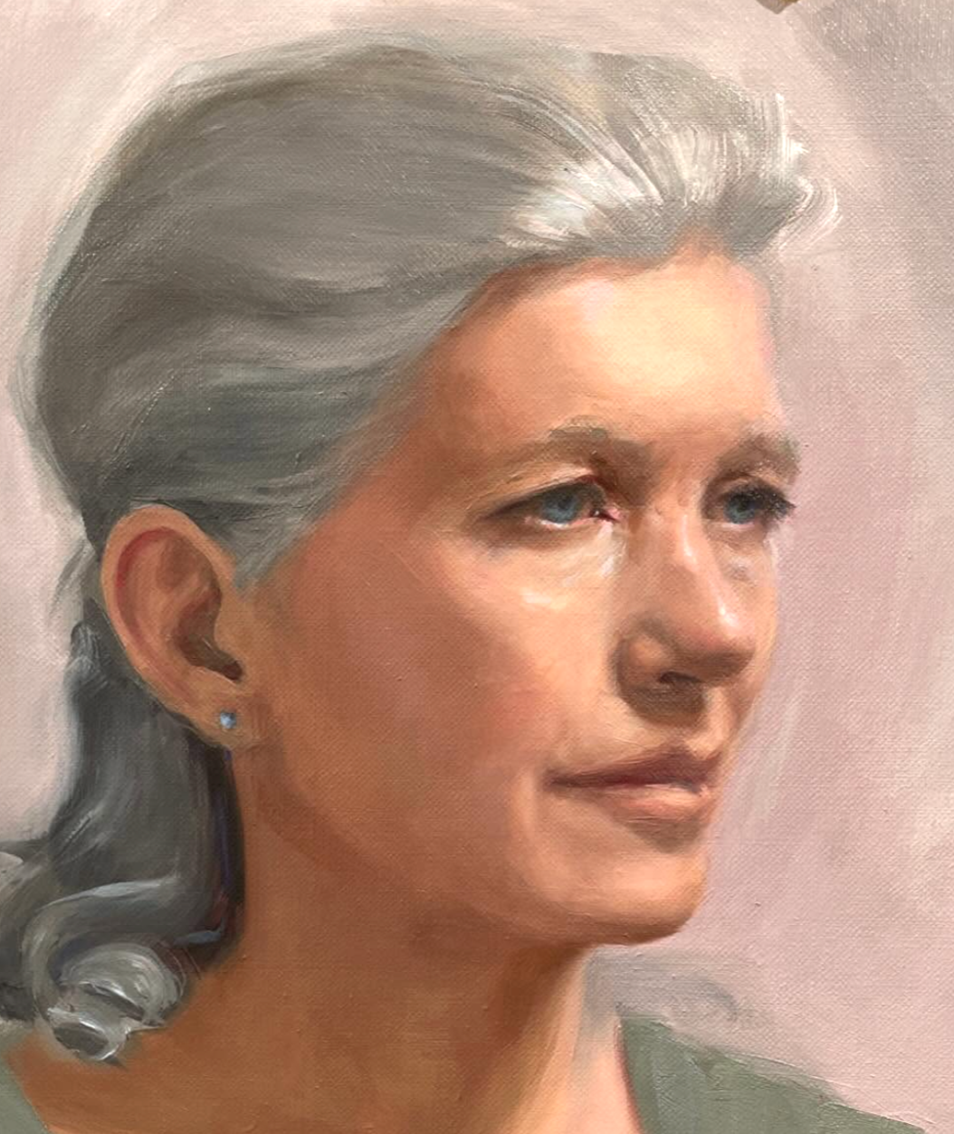 Helen [detail], oil on linen, 2024