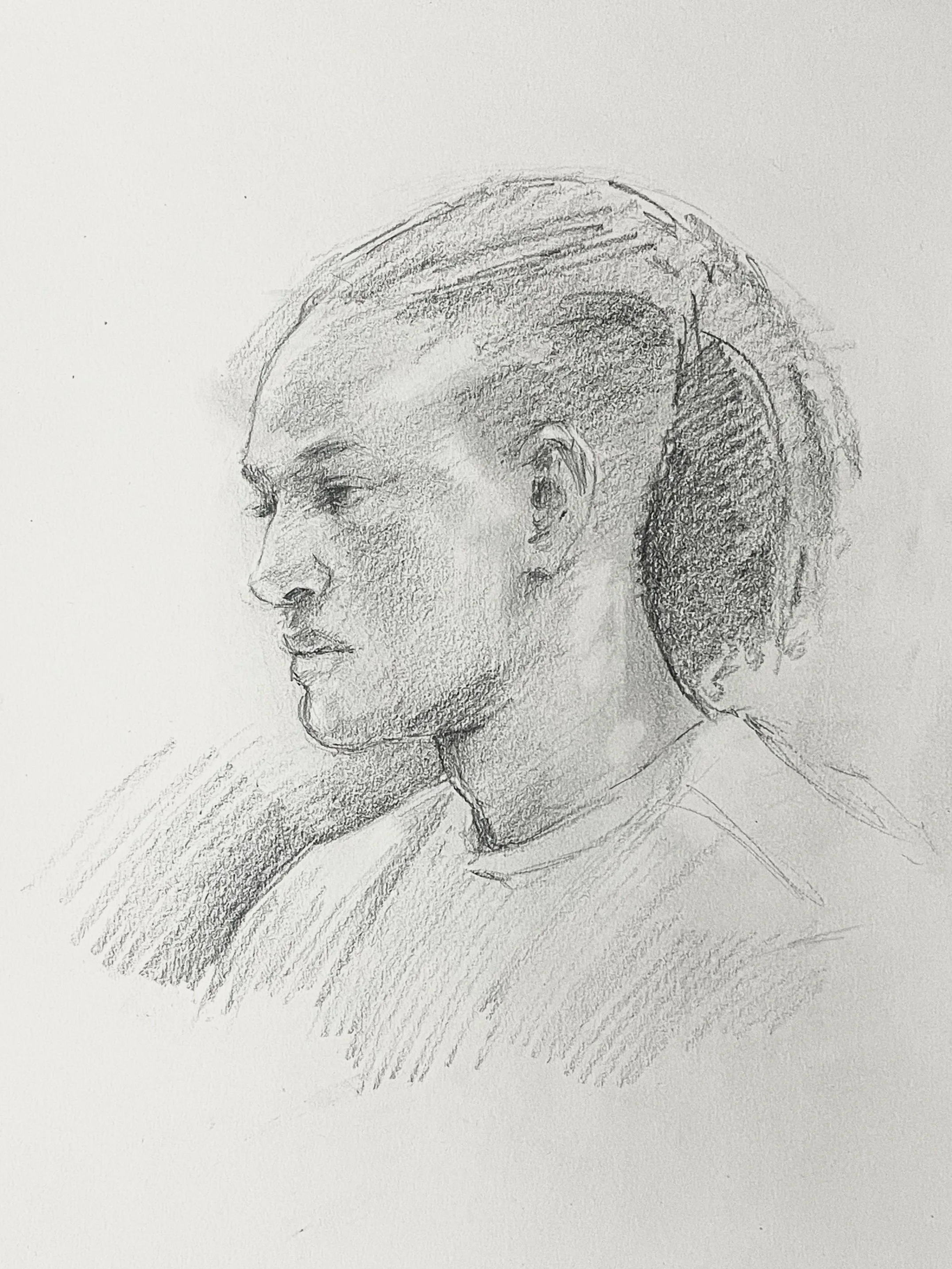 Sketch of Luqman [15min pose], pencil on paper, 2026