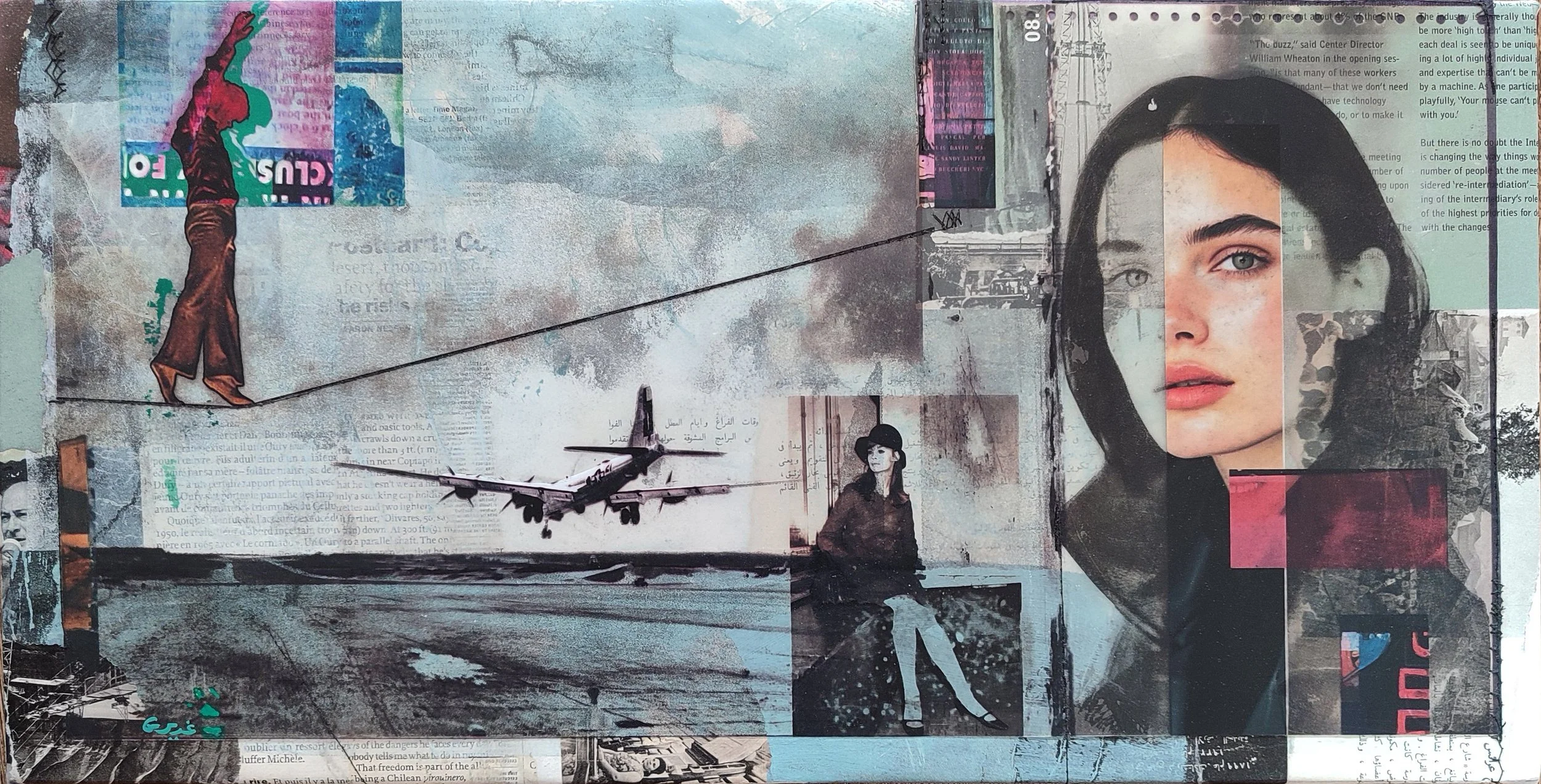 "Beauty school dropout", 50x25.5cm 
Mixed media on canvas.
