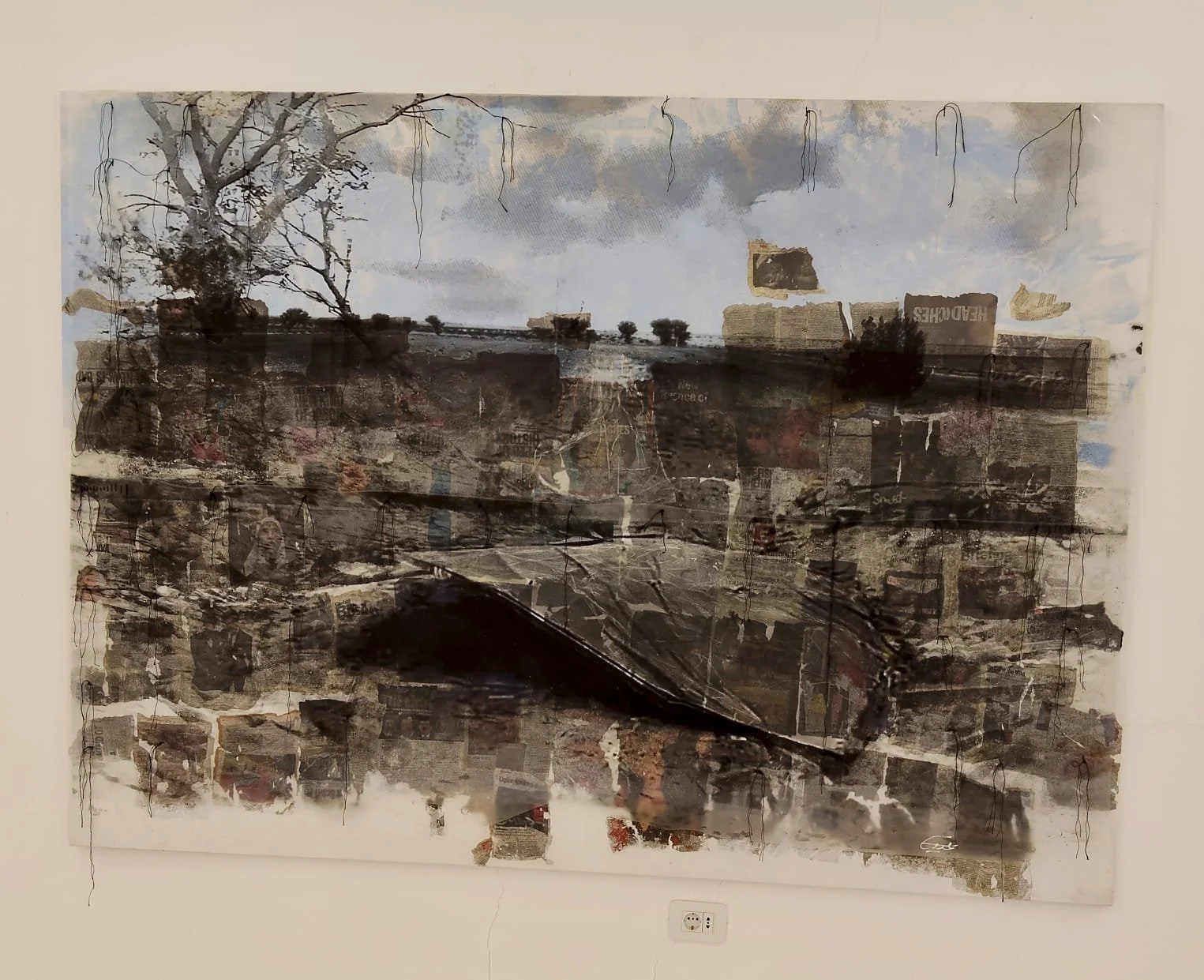 "homeland", 229x164 cm, Mixed media layered collage on canvas