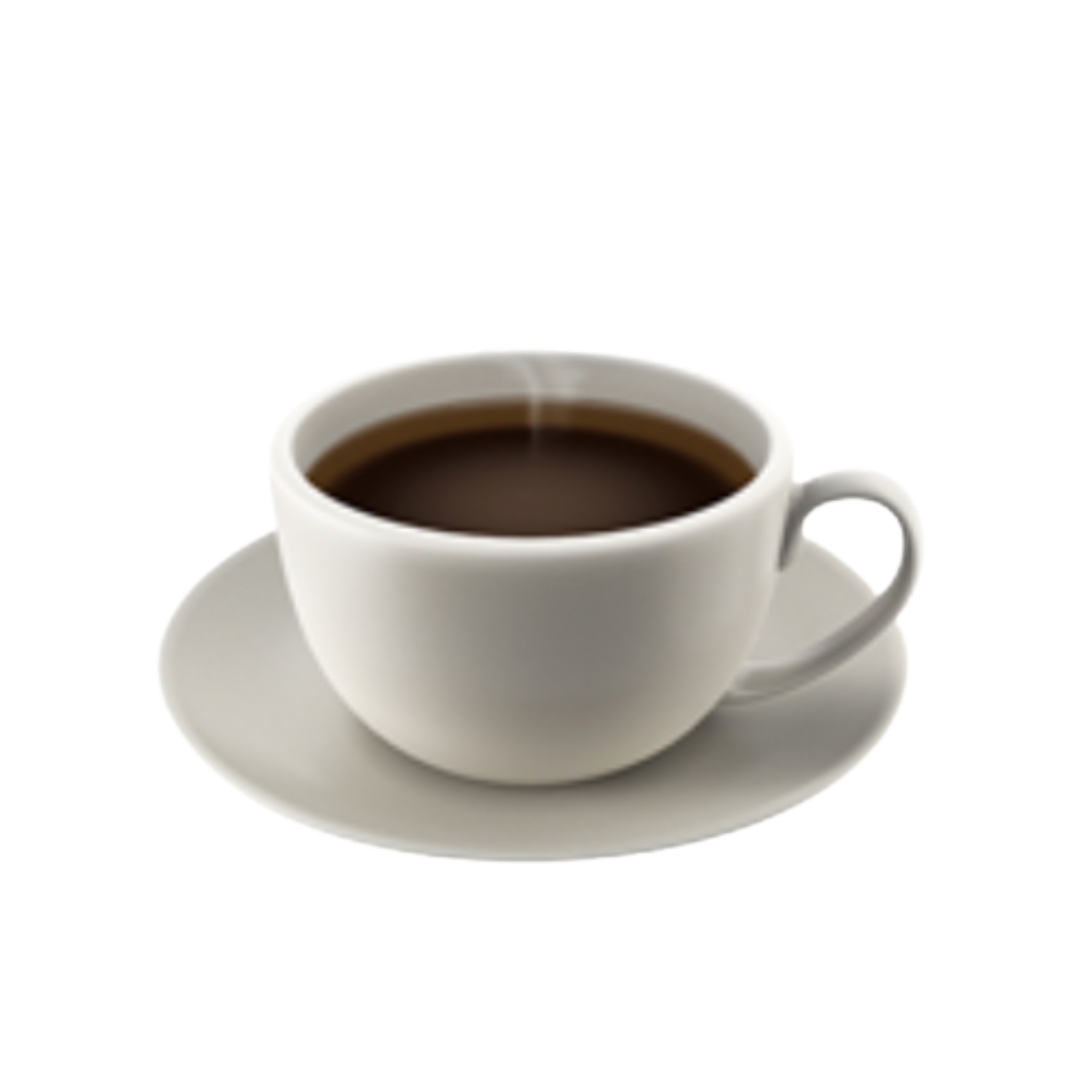 Une tasse de café noir sur une soucoupe blanche, vue de dessus.