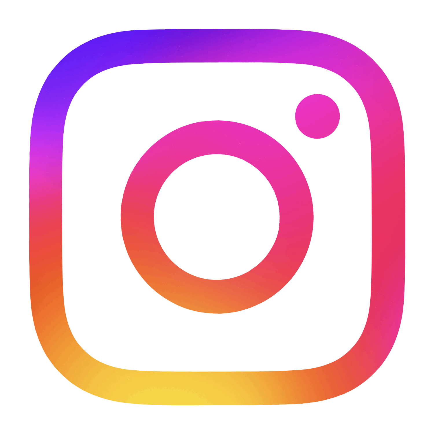 Logo d'Instagram avec un cercle dégradé de couleurs vives du violet au jaune, représentant la plateforme de médias sociaux.