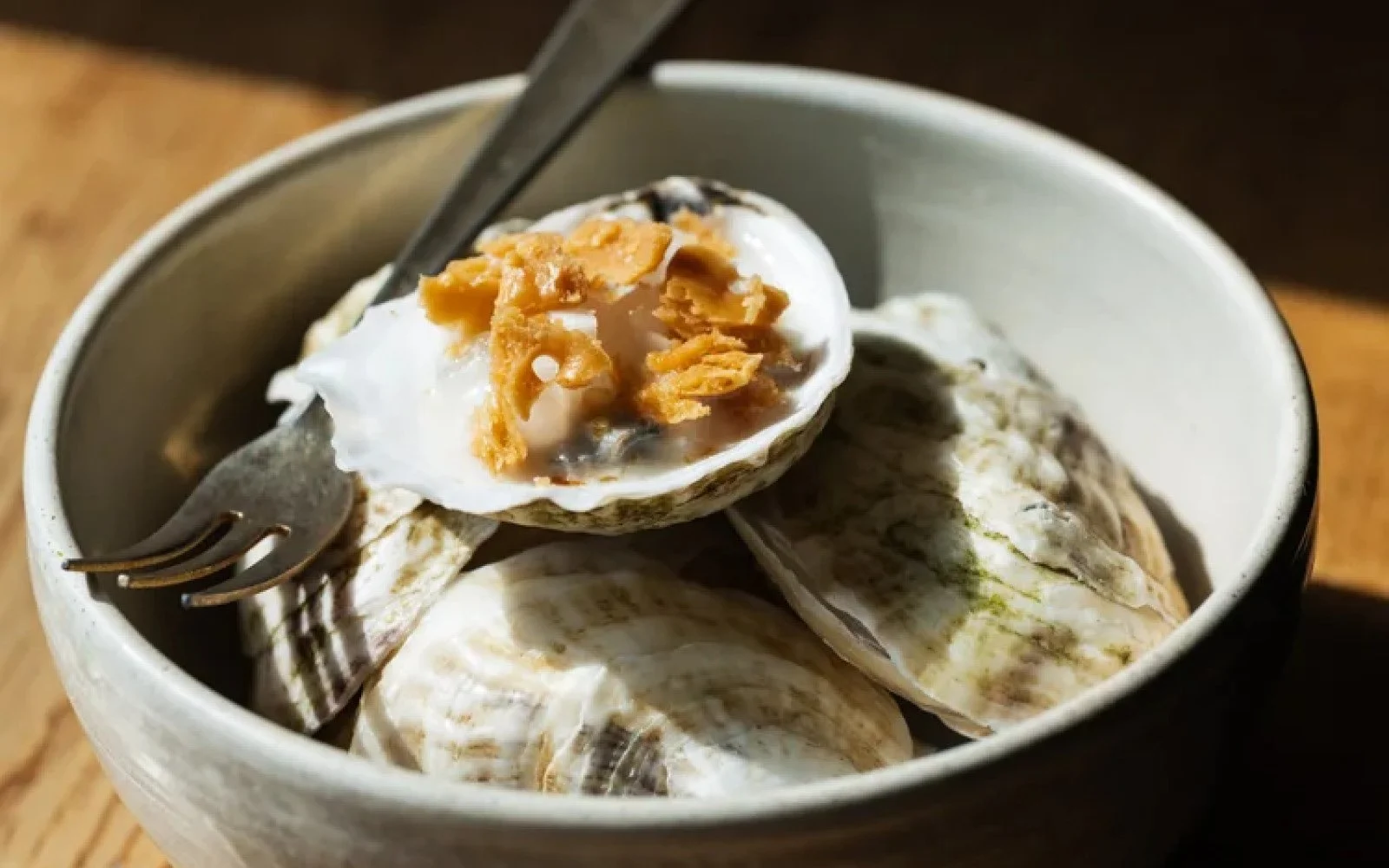  Butter and Brine Oysters, Turnip-Sherry Chowder, Pickled Purple Top Turnips, Fried Saltines 