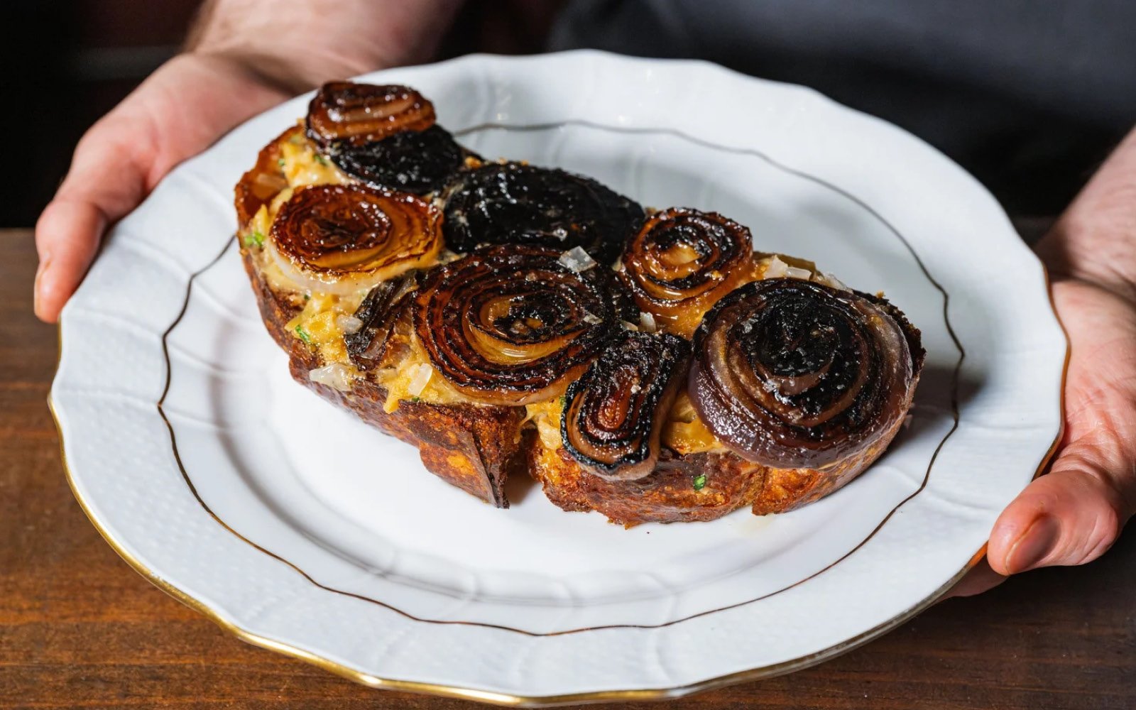  Caramelized Onions, Mornay Sauce, Burnt Maple, Gruyère, Tarragon, Cracked Pepper Sourdough 