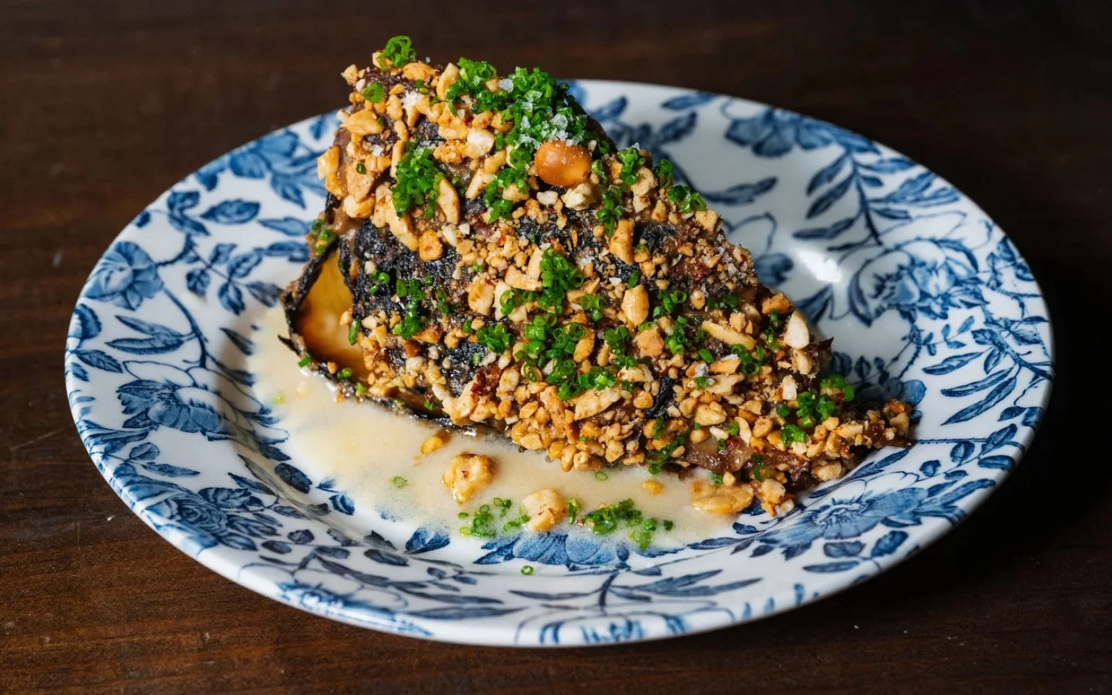  Roasted Cabbage, Horseradish Juice, Smoked Shallots, Koji Beurre Blanc, Peanuts, Chives 
