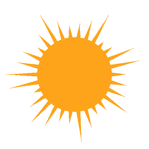 stylized sunburst with rays on orange background
