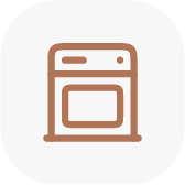 Icon of an oven or microwave with a door and control panel
