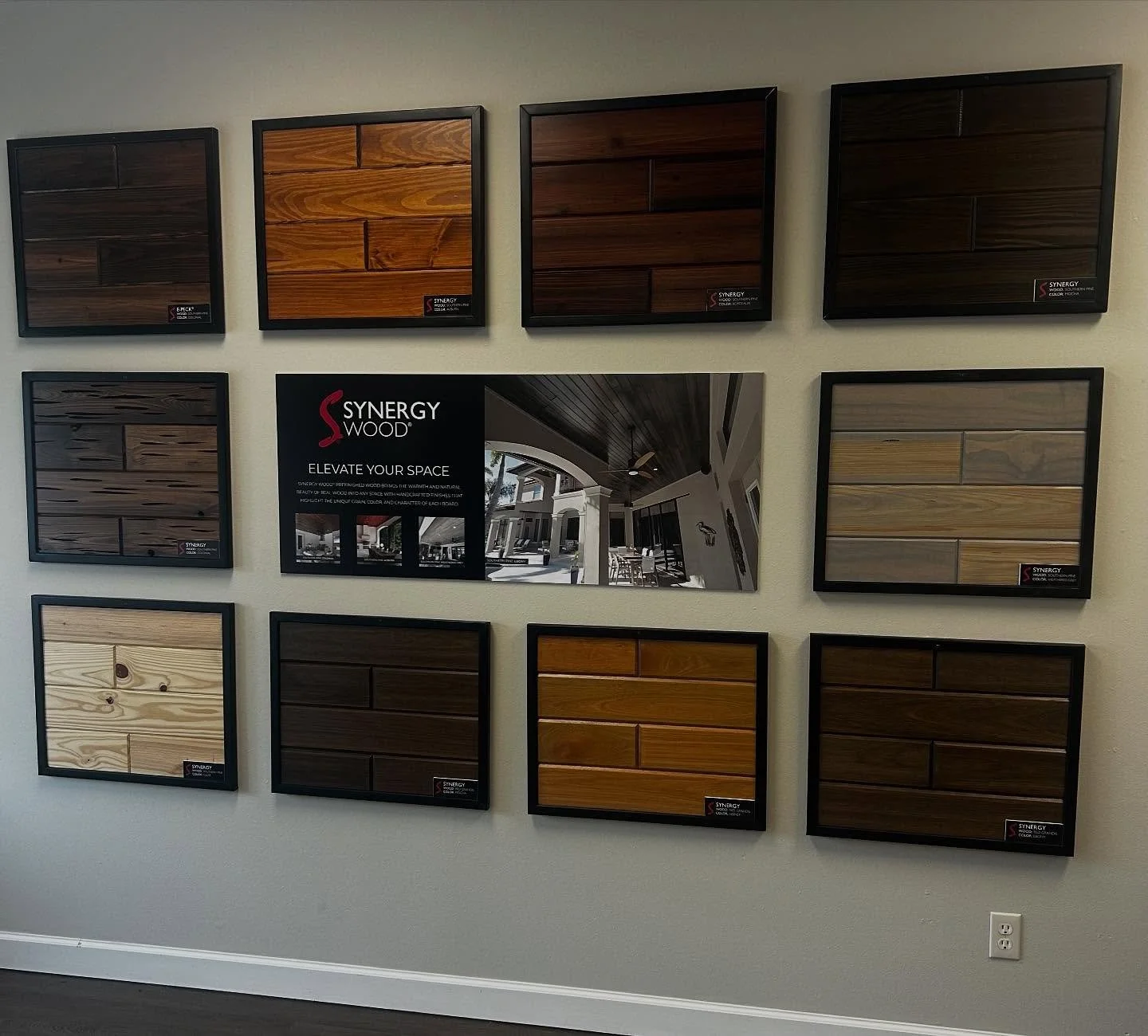 Looking for a great pre-finished wood for ceilings or walls? Take a look at @synergywood  We have beautiful samples on display in our showroom! @petersthedesigncenter #prefinishedwood #porchceilings #woodforwalls #hotspringsarkansas #designcenter #pe