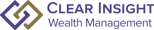 Clear Insight Wealth Management logo with two interlinked geometric shapes and text.