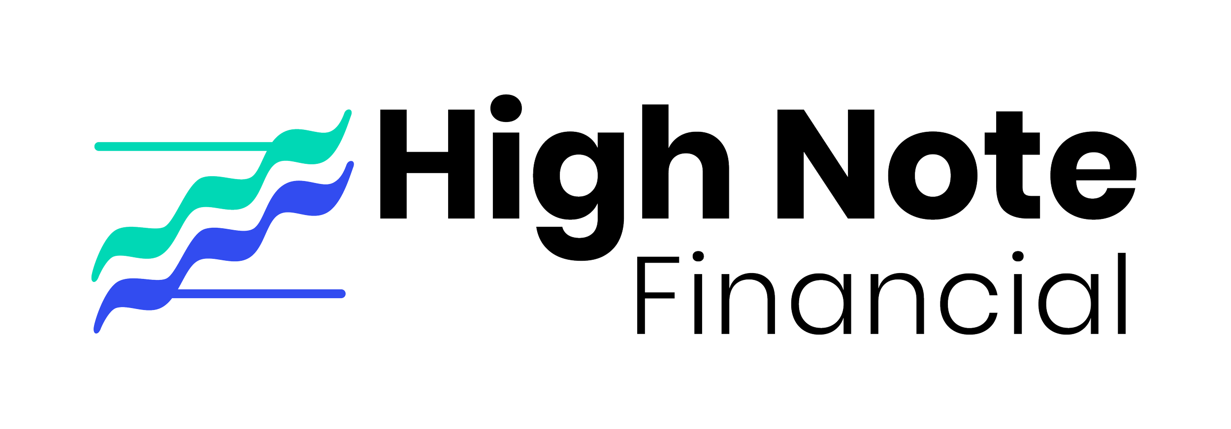 High Note Financial logo with stylized wave lines in aqua, green, and blue next to the text 'High Note Financial' in black.