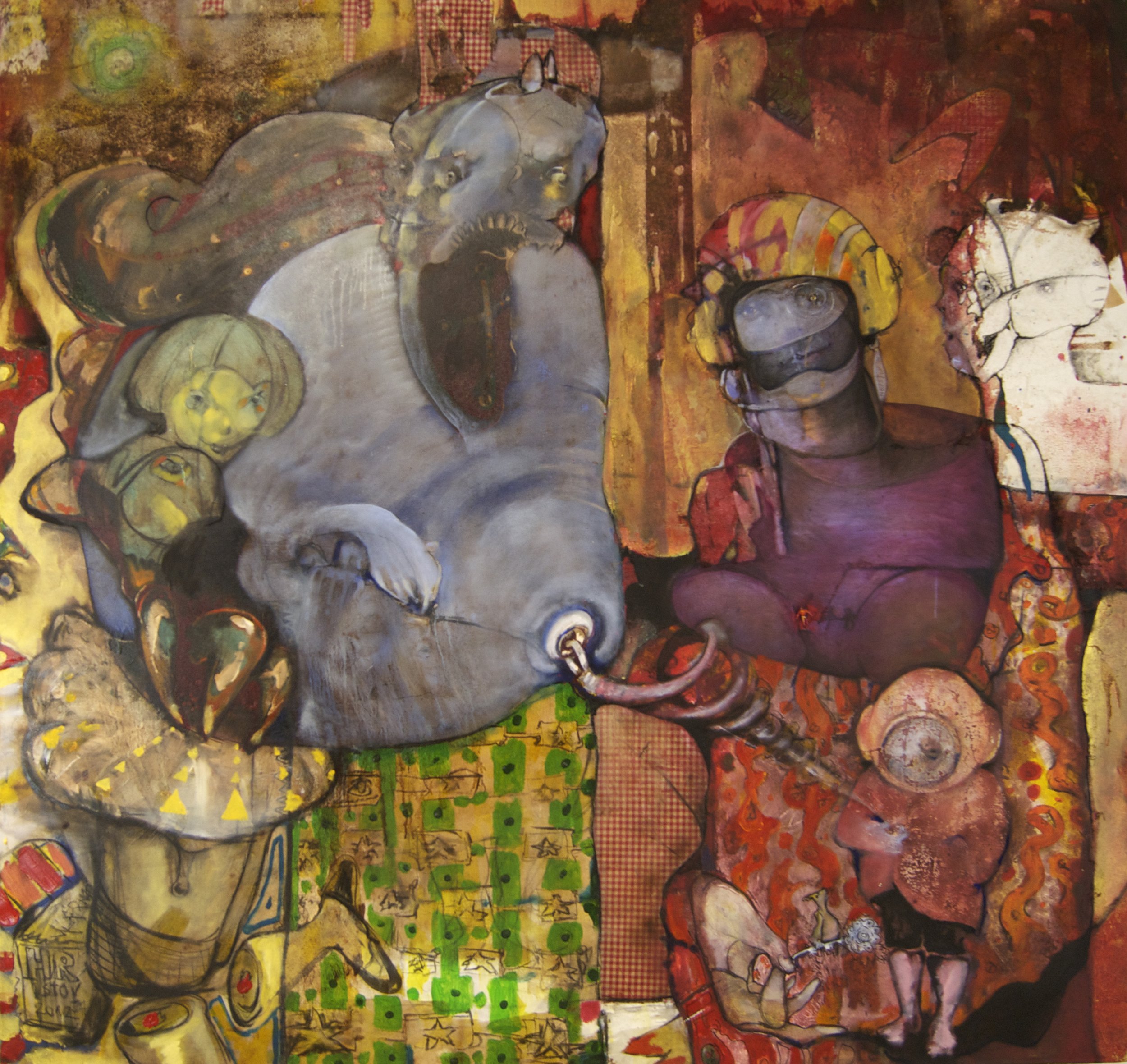 Planing to crash, 200cm x 200cm, acrylic on canvas, Year 2013