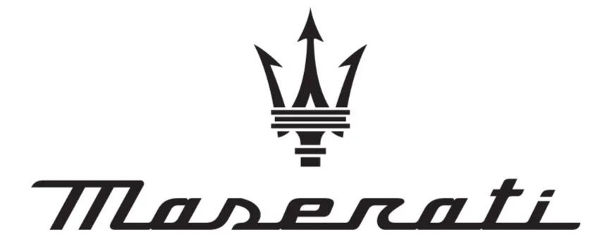 Maserati logo featuring a stylized trident above the brand name in italics.
