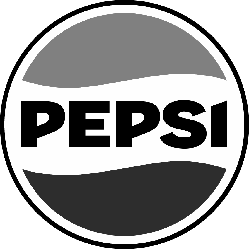 Black and white circular Pepsi logo with the word 'PEPSI' in the center.