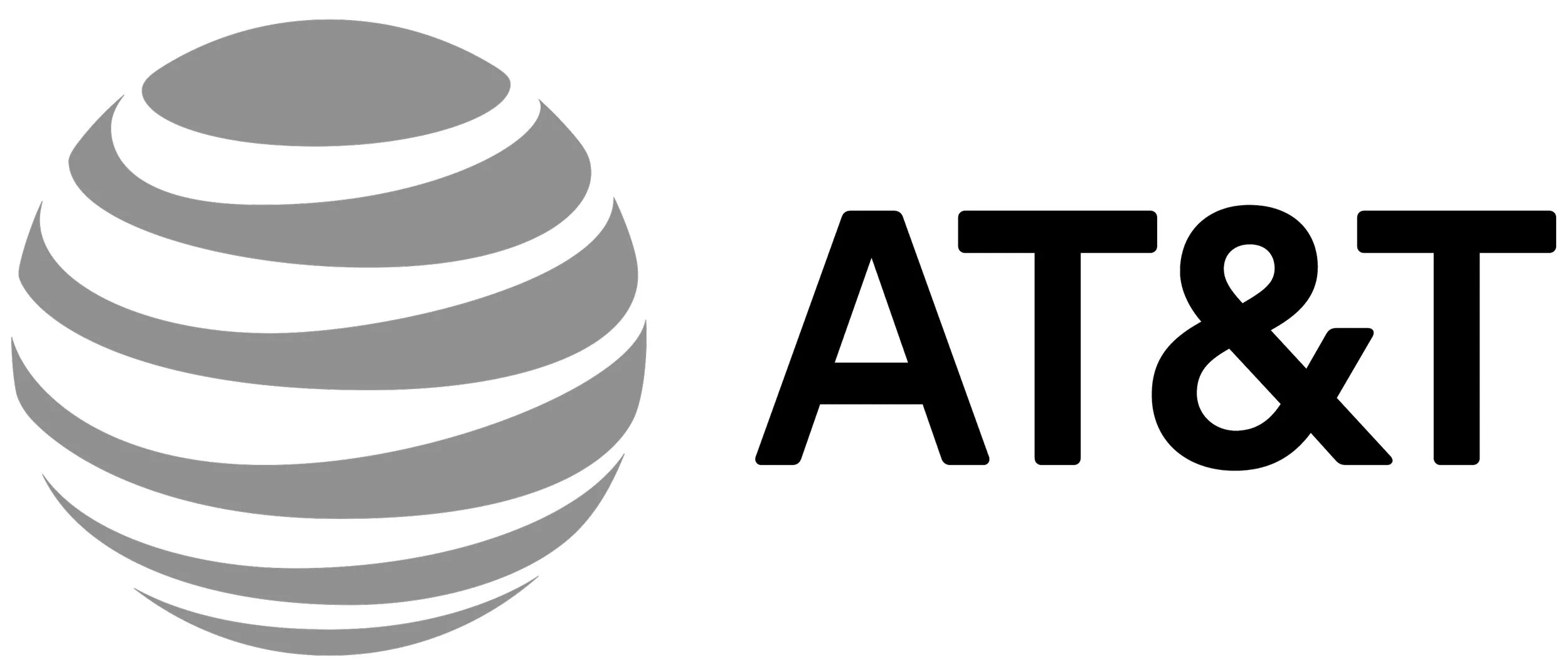AT&T logo with a stylized spherical design next to black text reading 'AT&T'.