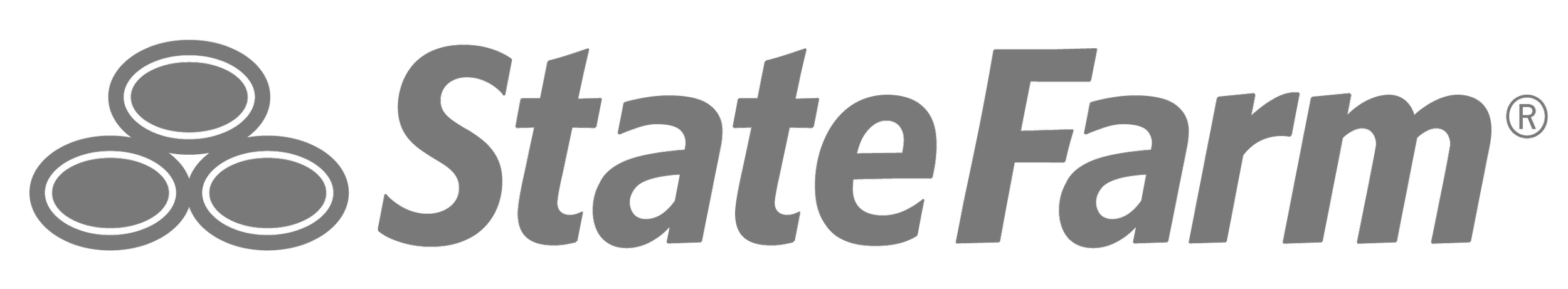 State Farm logo in gray, consisting of three overlapping ovals and the text 'StateFarm'