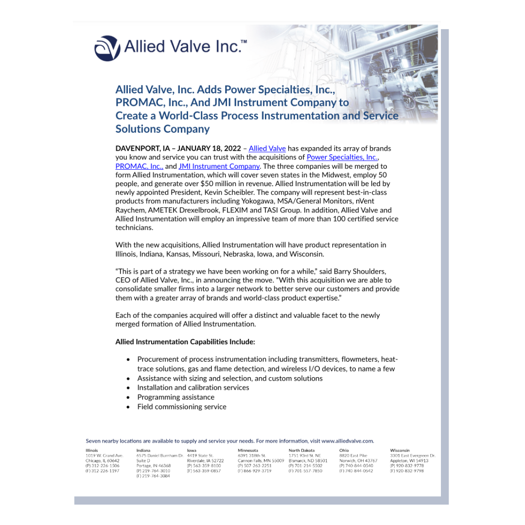allied inst press release acq