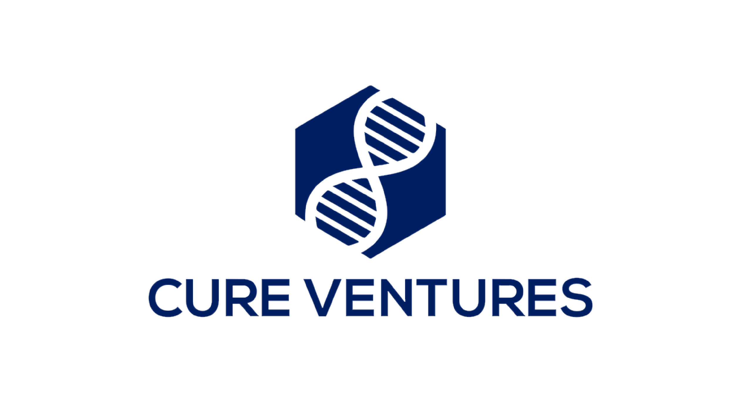 Cure Ventures logo with a dark blue DNA strand inside a cube and the company name beneath.
