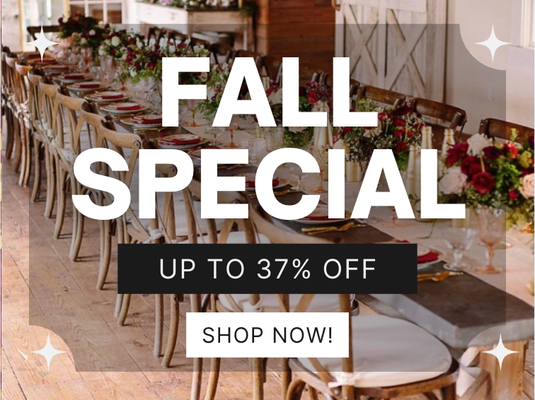 Autumn promotional advertisement with fall leaves border, wooden background, and bold white text offering up to 37% off on fall specials.