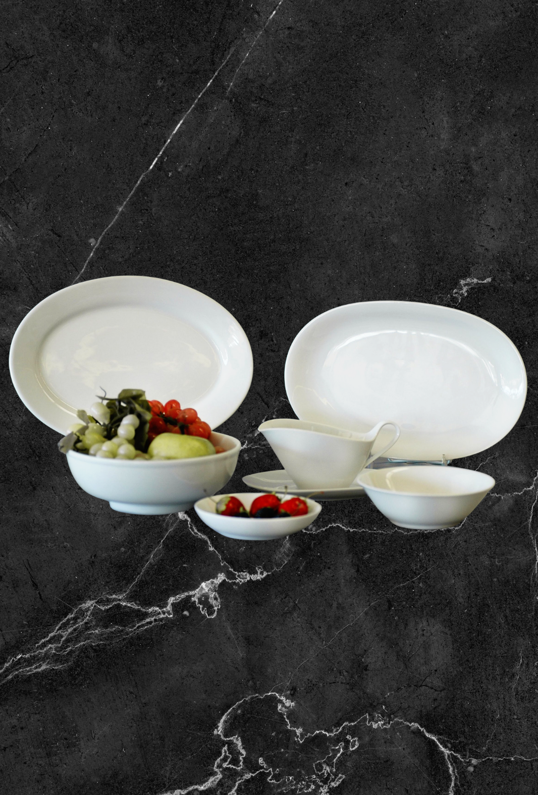 WHITE ELEGANCE COLLECTION: VERSATILE SERVING BOWLS & PLATTERS