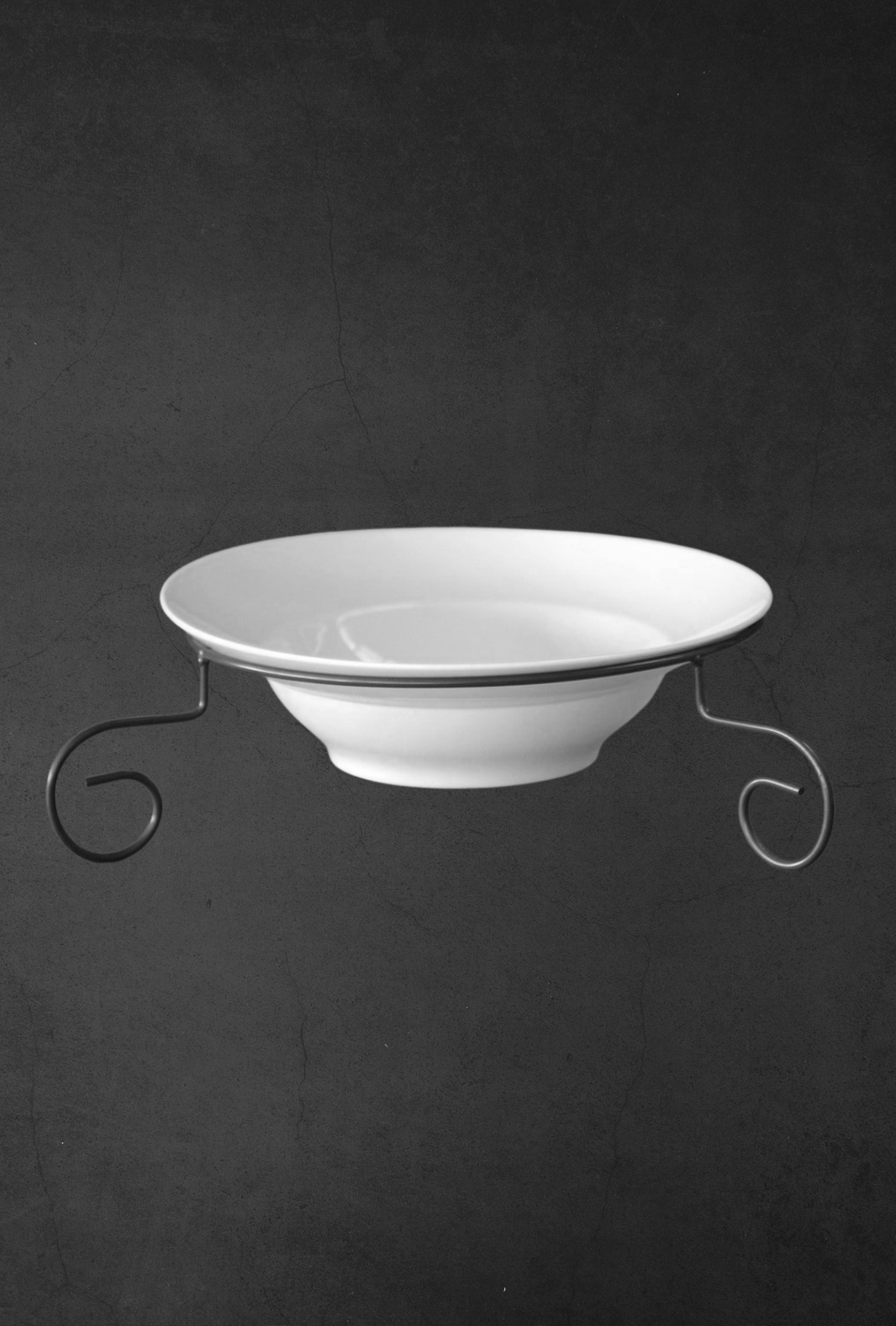 12.75" RD. WHITE PREGO SERVING BOWL  W/STAND