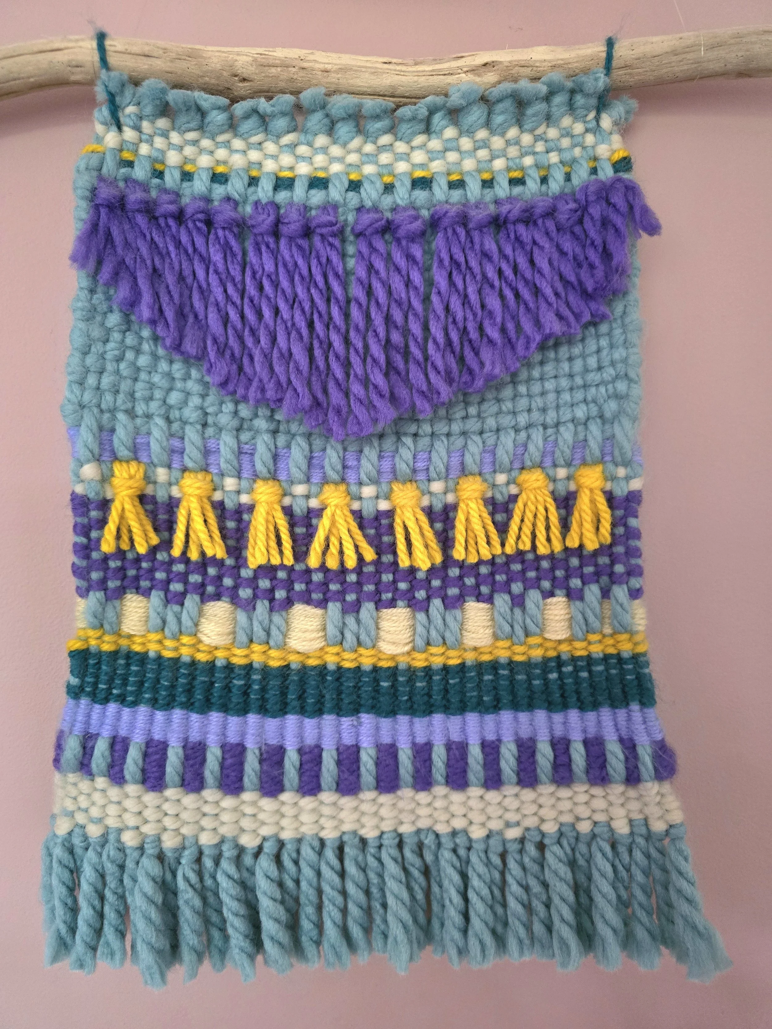 Woven wool tapestry with vibrant colours