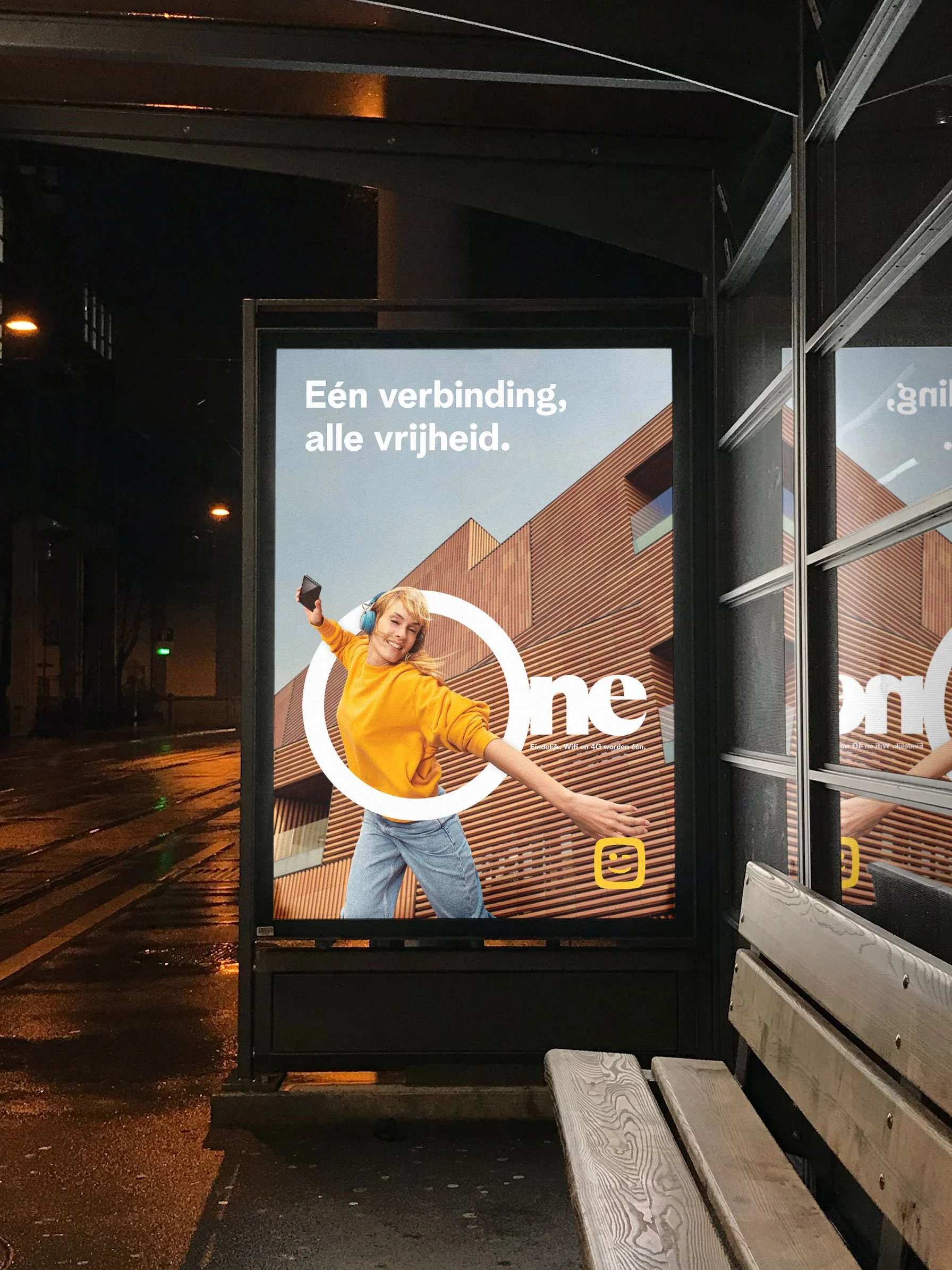 Telenet Mechelen One Connection Total Freedom campaign mockup bus poster