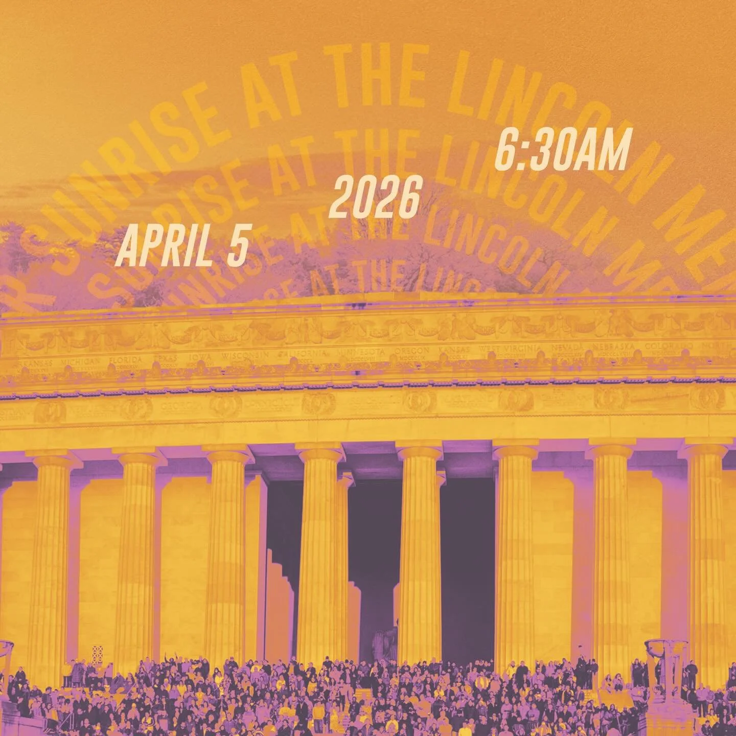 Mark your calendars!🗓️

Rise with the sun and unite in worship at the nation&rsquo;s largest Easter sunrise service on the steps of the Lincoln Memorial. 

Meet us on April 5, 2026, at 6:30 am🌅