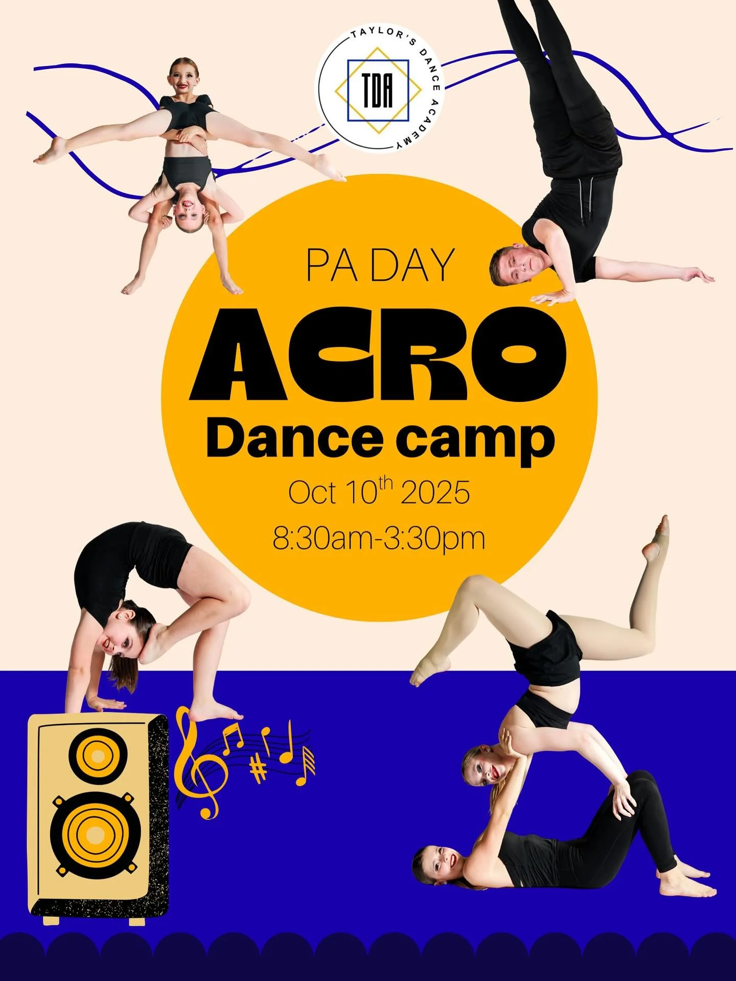 Join us for our Acro PA day camp on October 10th!!✨💙🤸 We can&rsquo;t wait to have so much fun rolling, balancing, and flipping!! 😁 we&rsquo;ll see you there!!
.
#dancecamp #paday #acro #TDAszn9