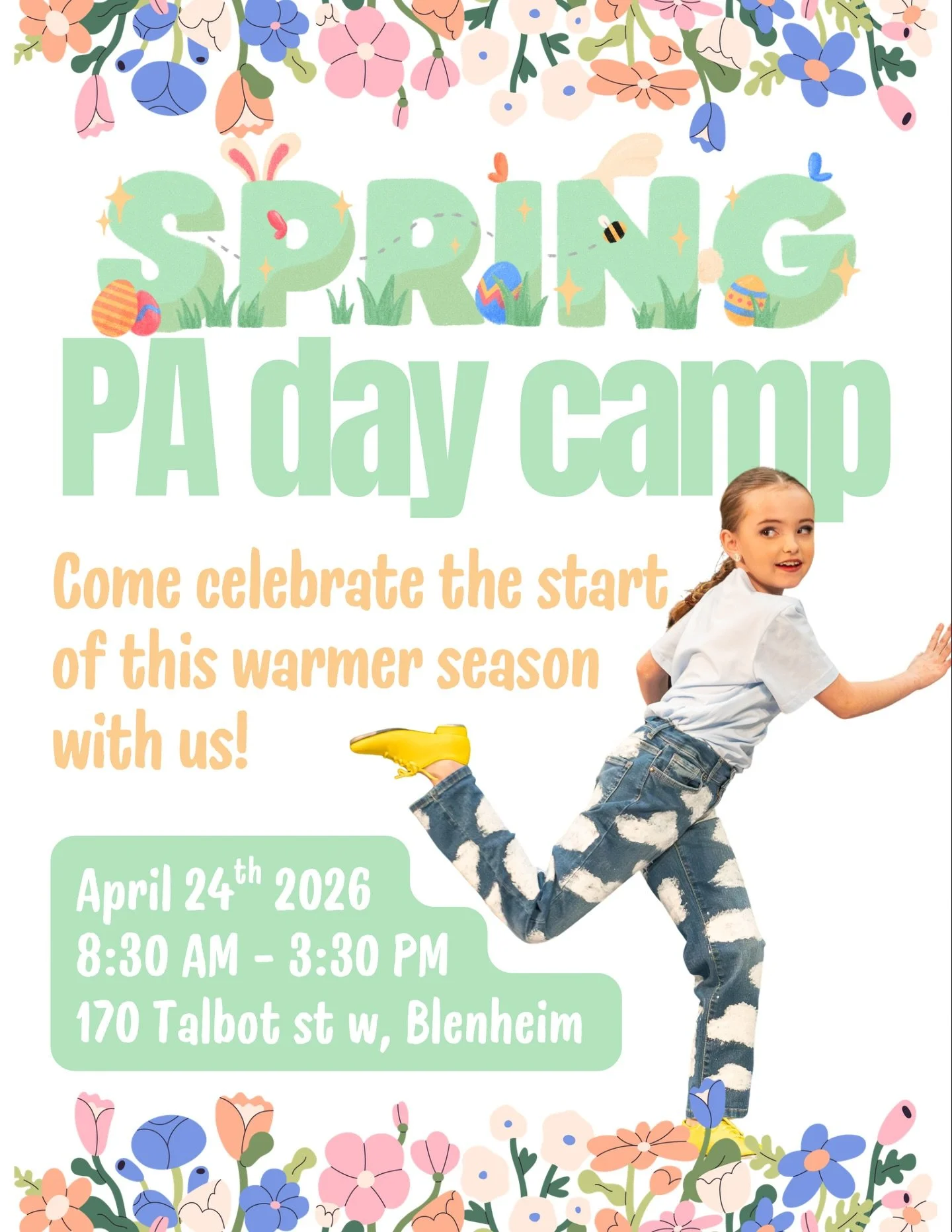 Looking for PA day plans? Join us for a full day of dancing, games, and spring fun! 🌸🐰☀️
&bull;
🗓️April 24th 2026
⏰8:30 AM to 3:30 PM
📍170 Talbot st w, Blenheim 
Book your spot in Studio Pro, or email (contact@taylorsdanceacademy.ca) for assistan