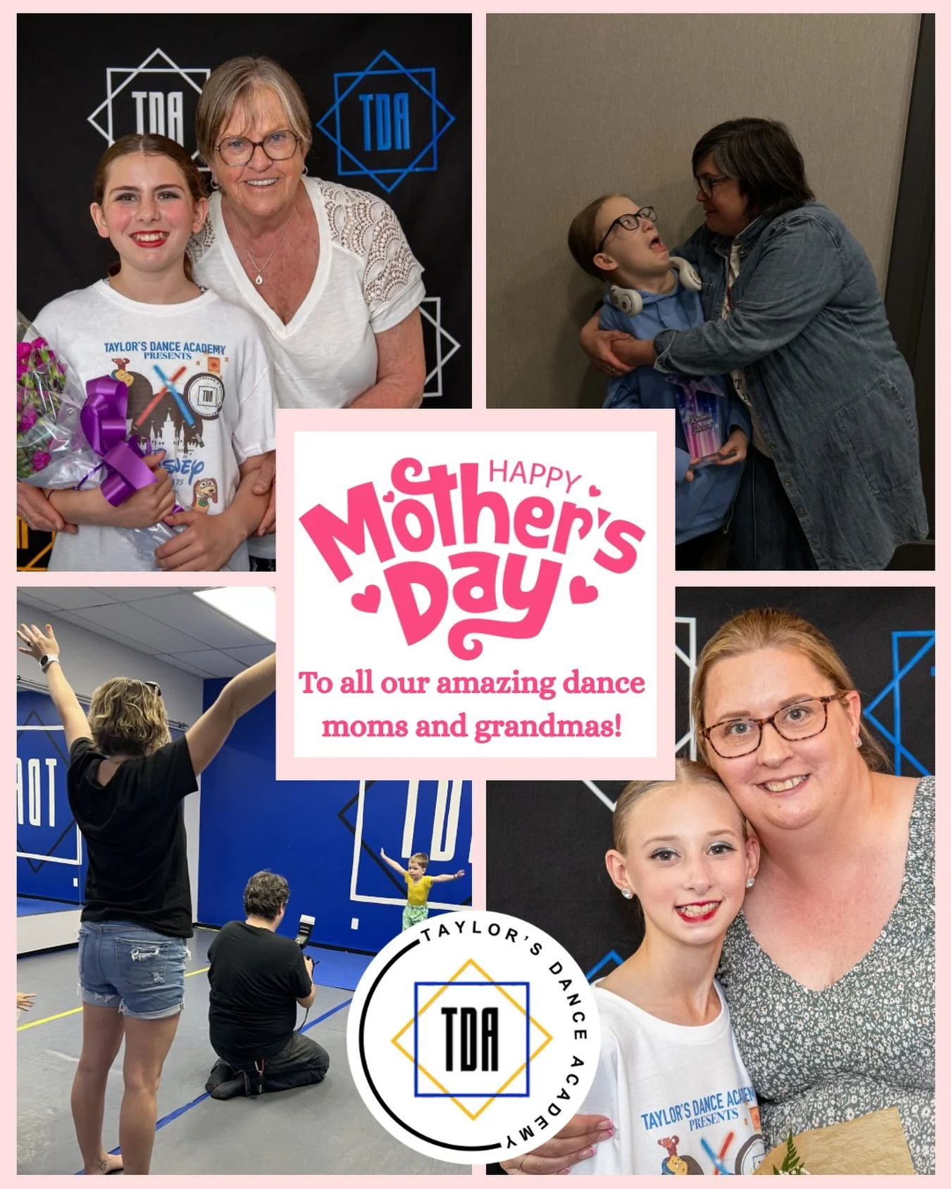 To the moms who cheer the loudest, fix every bun, and support every dream - today we celebrate you! Happy Mother&rsquo;s Day 💕💐
&bull;
#taylorsdanceacademy #dance #mothersday #fyp #dancers