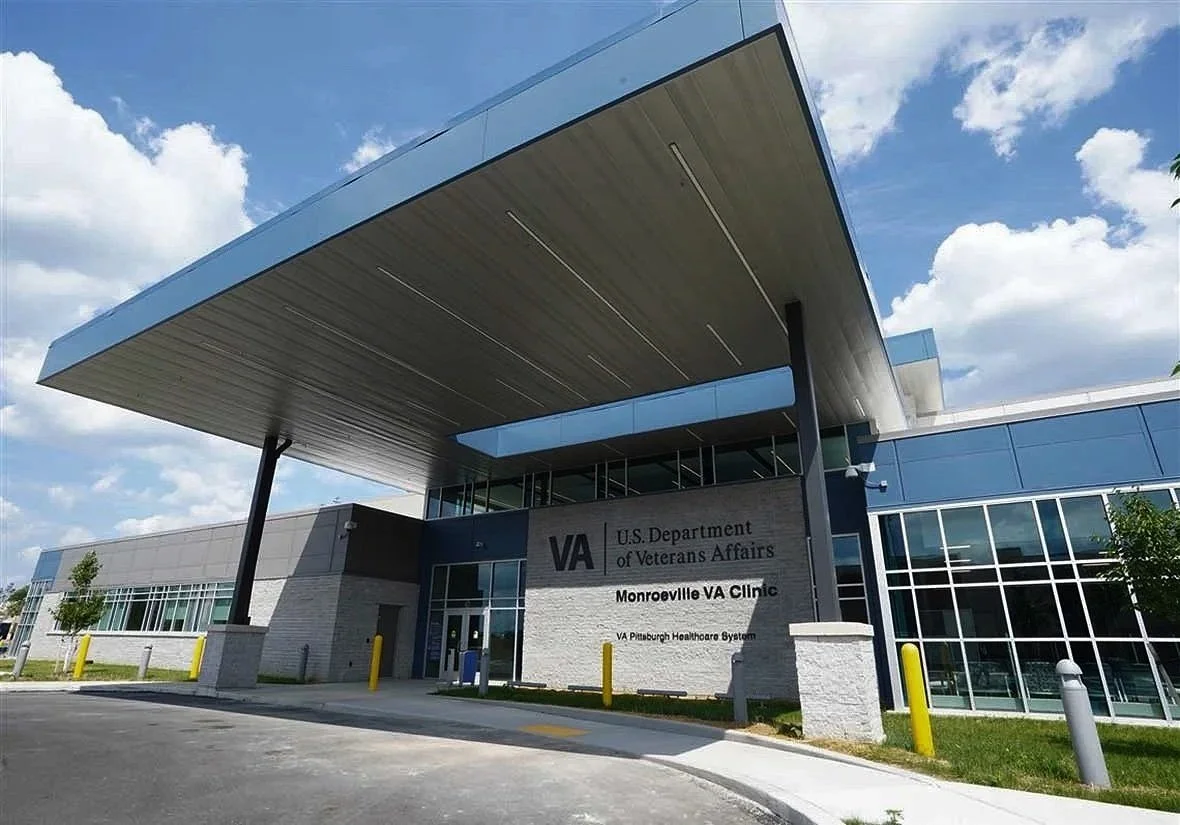 Monroeville VA Clinic building exterior under blue sky